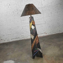 Postmodern Artmaster Studios Geometric Triangular Painted Plaster Floor Lamp