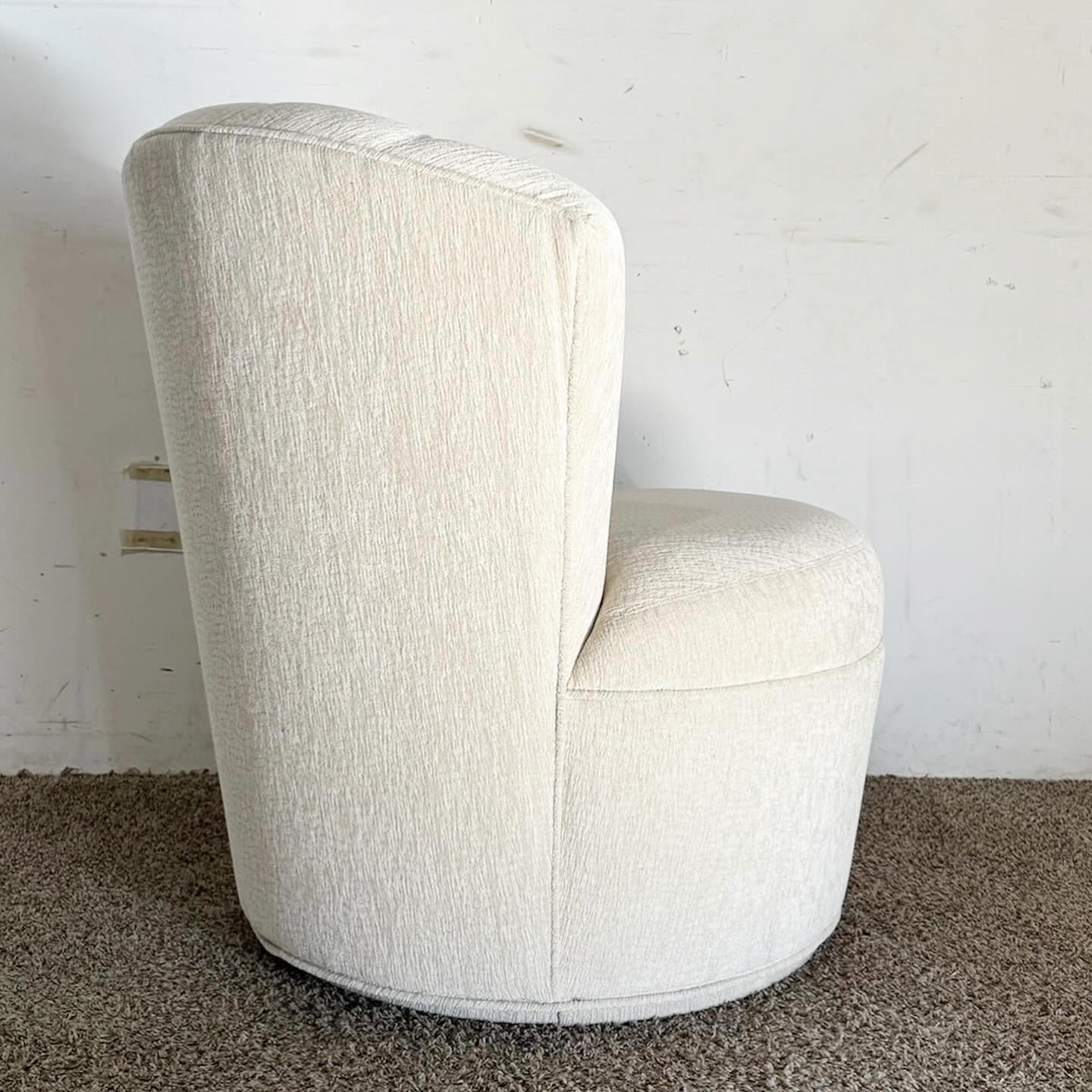 American Postmodern Ascending Clam Shell Back Swivel Chair With Nesting Foot Rest