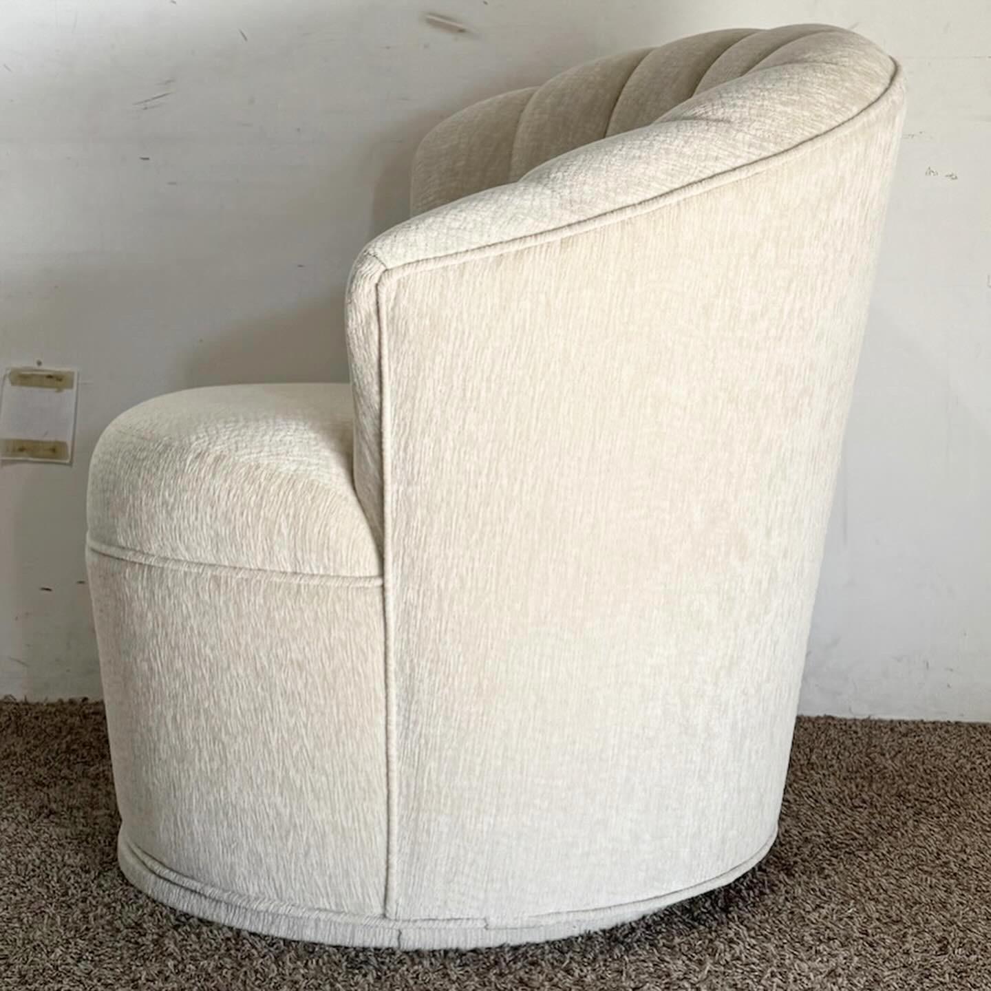 20th Century Postmodern Ascending Clam Shell Back Swivel Chair With Nesting Foot Rest