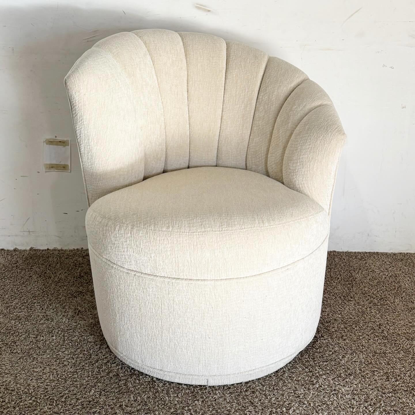 Postmodern Ascending Clam Shell Back Swivel Chair With Nesting Foot Rest 1