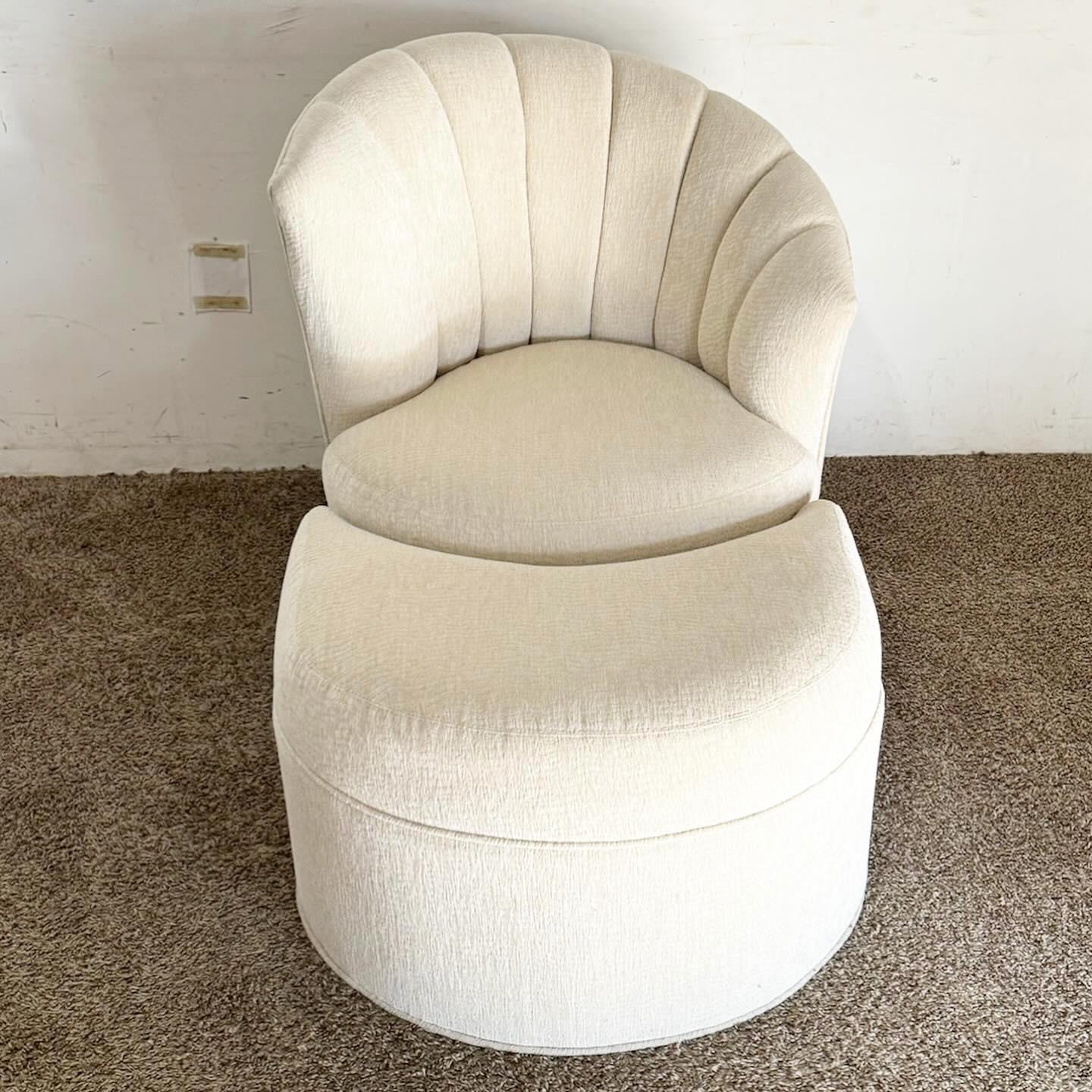 Postmodern Ascending Clam Shell Back Swivel Chair With Nesting Foot Rest 2