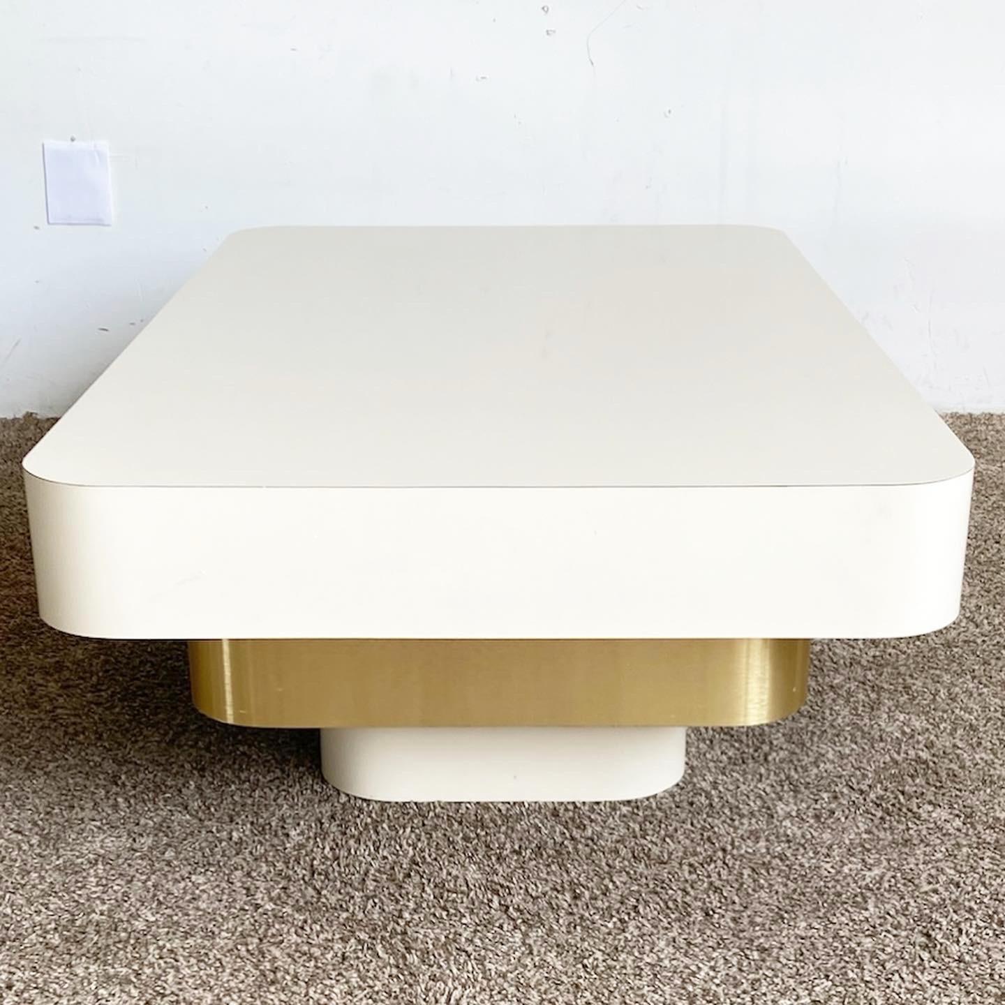 American Postmodern Ascending Cream and Gold Coffee Table For Sale