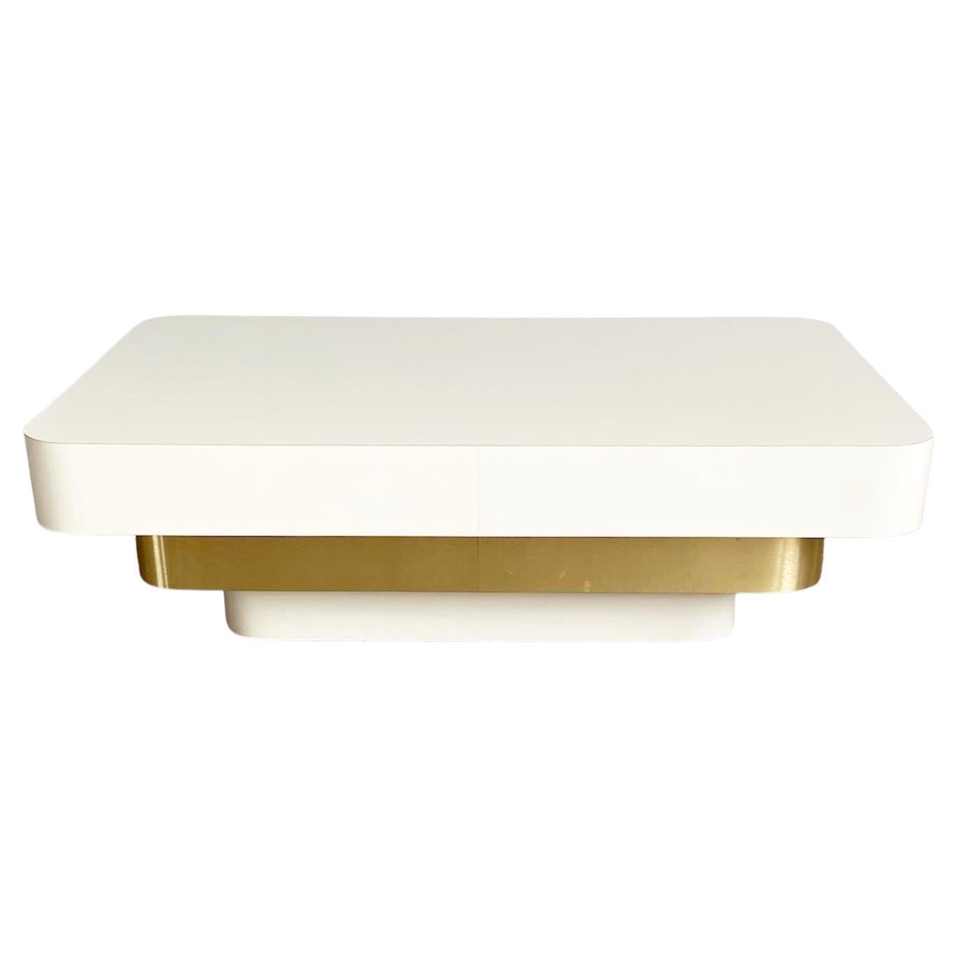 Postmodern Ascending Cream and Gold Coffee Table For Sale
