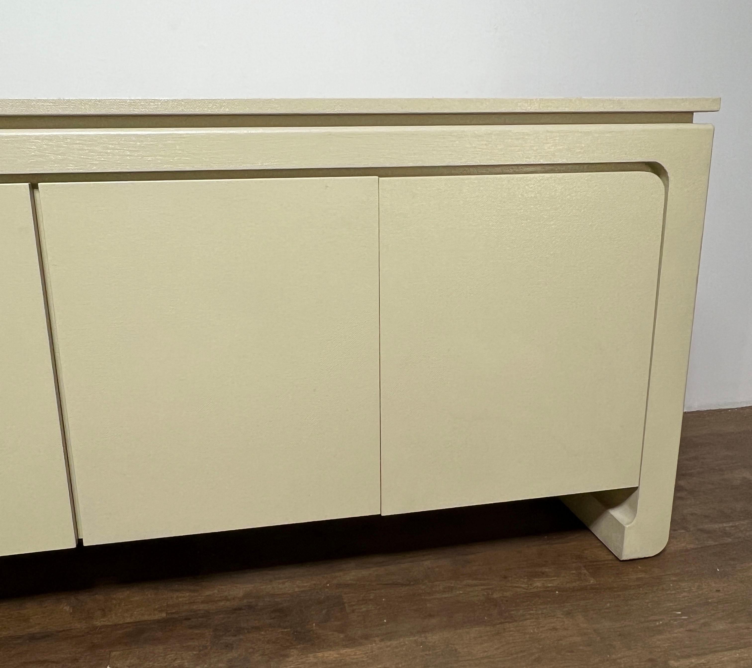 Post-Modern Postmodern Asian Style Grass Cloth Credenza in Style of Karl Springer C. 1980s For Sale