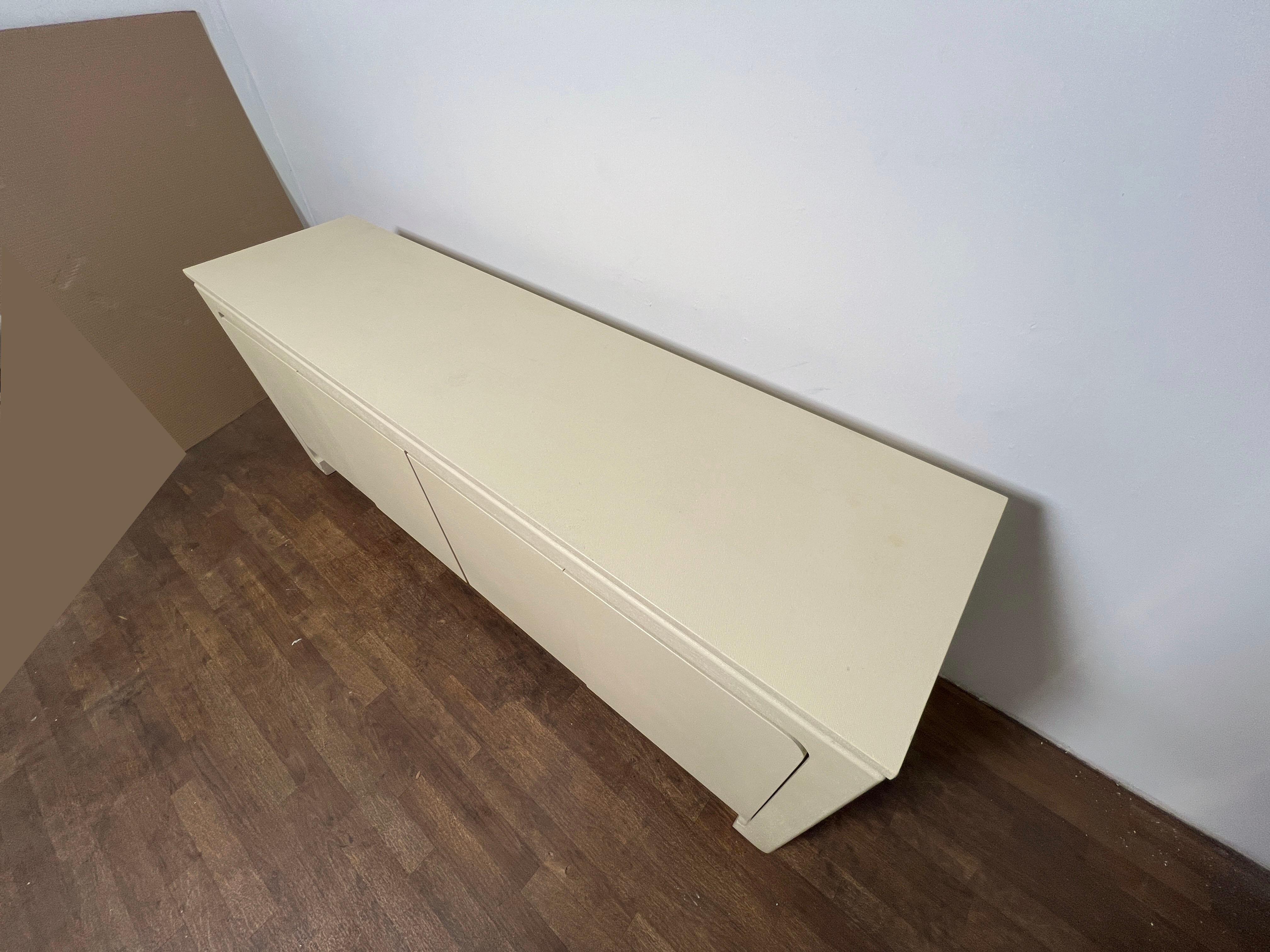 American Postmodern Asian Style Grass Cloth Credenza in Style of Karl Springer C. 1980s For Sale