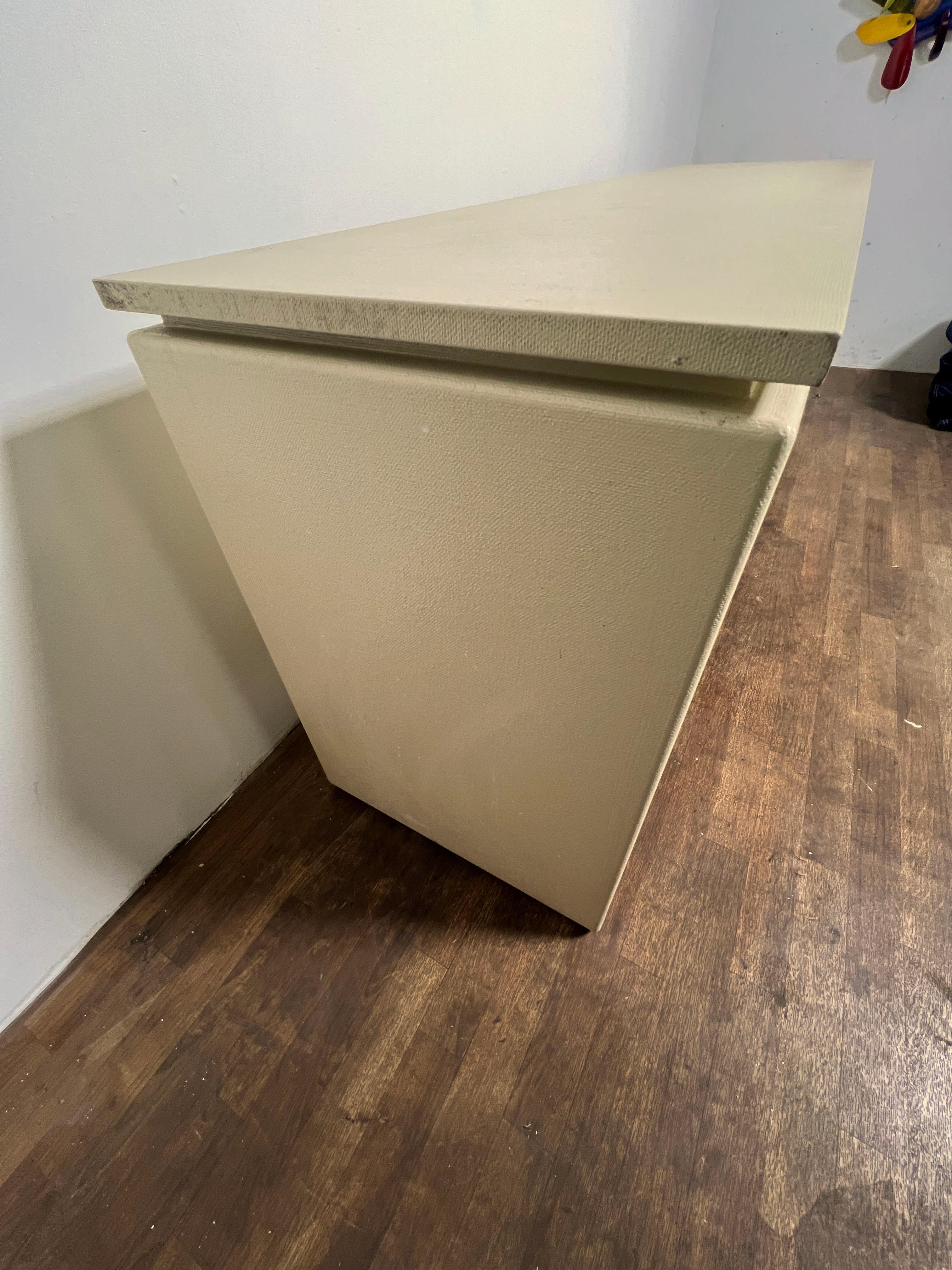 Late 20th Century Postmodern Asian Style Grass Cloth Credenza in Style of Karl Springer C. 1980s For Sale