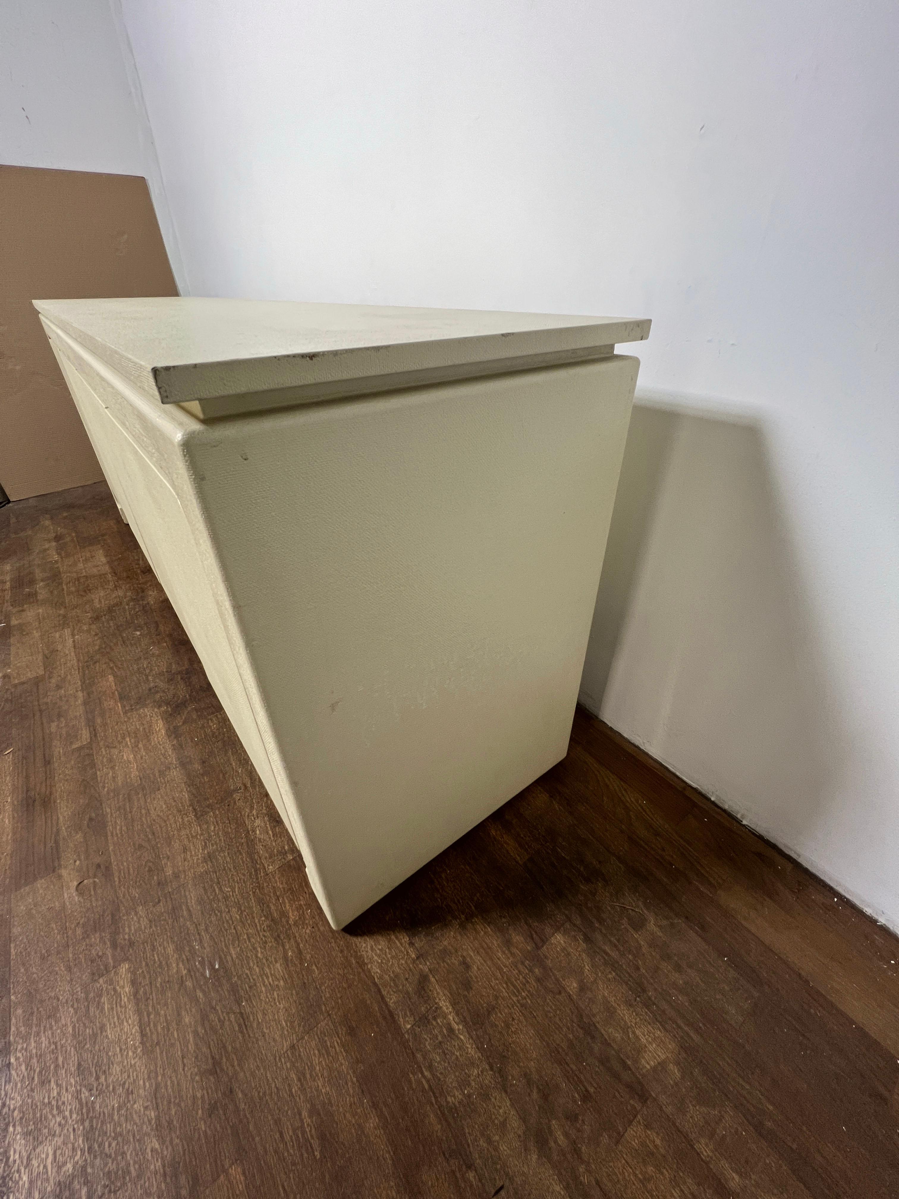 Grasscloth Postmodern Asian Style Grass Cloth Credenza in Style of Karl Springer C. 1980s For Sale