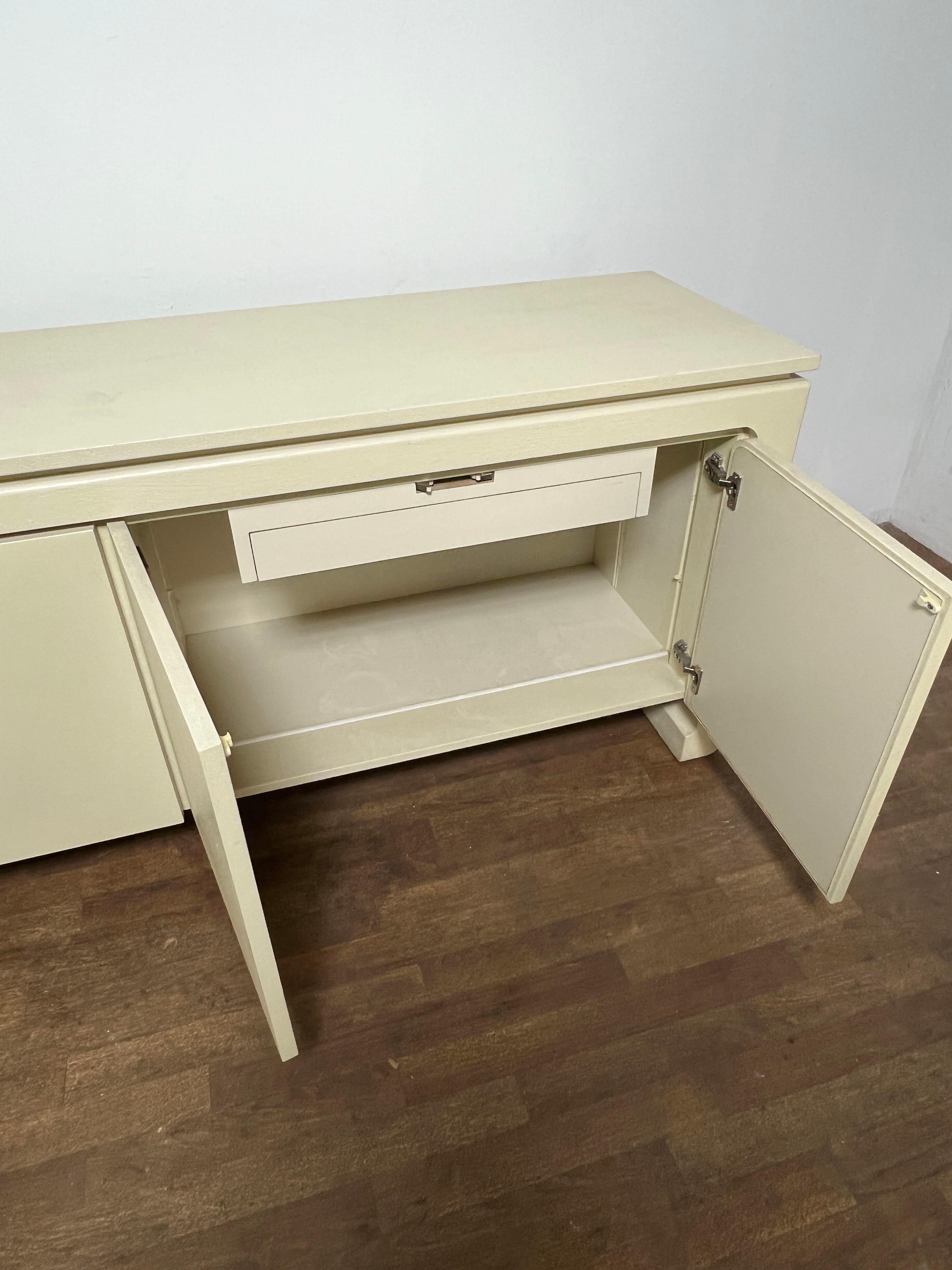Postmodern Asian Style Grass Cloth Credenza in Style of Karl Springer C. 1980s For Sale 2