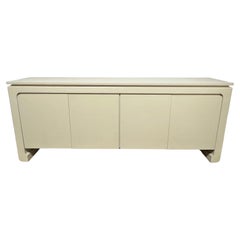 Postmodern Asian Style Grass Cloth Credenza in Style of Karl Springer C. 1980s
