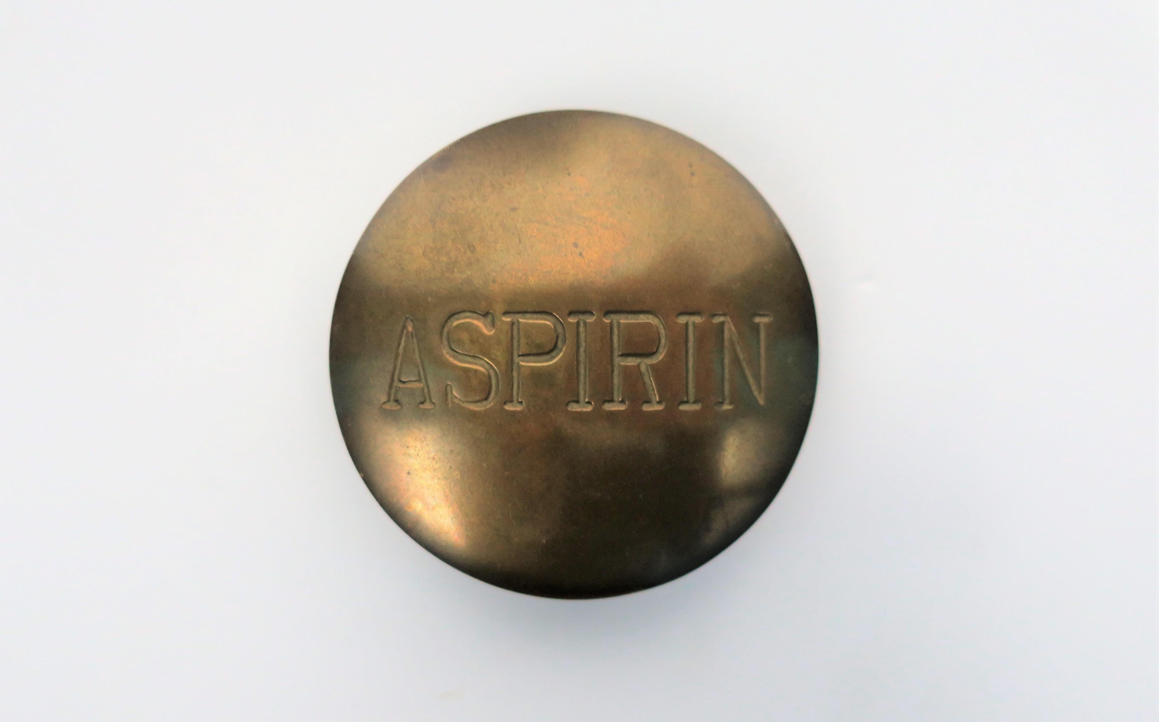 American Postmodern 'ASPIRIN' Brass Box, ca. 1970s