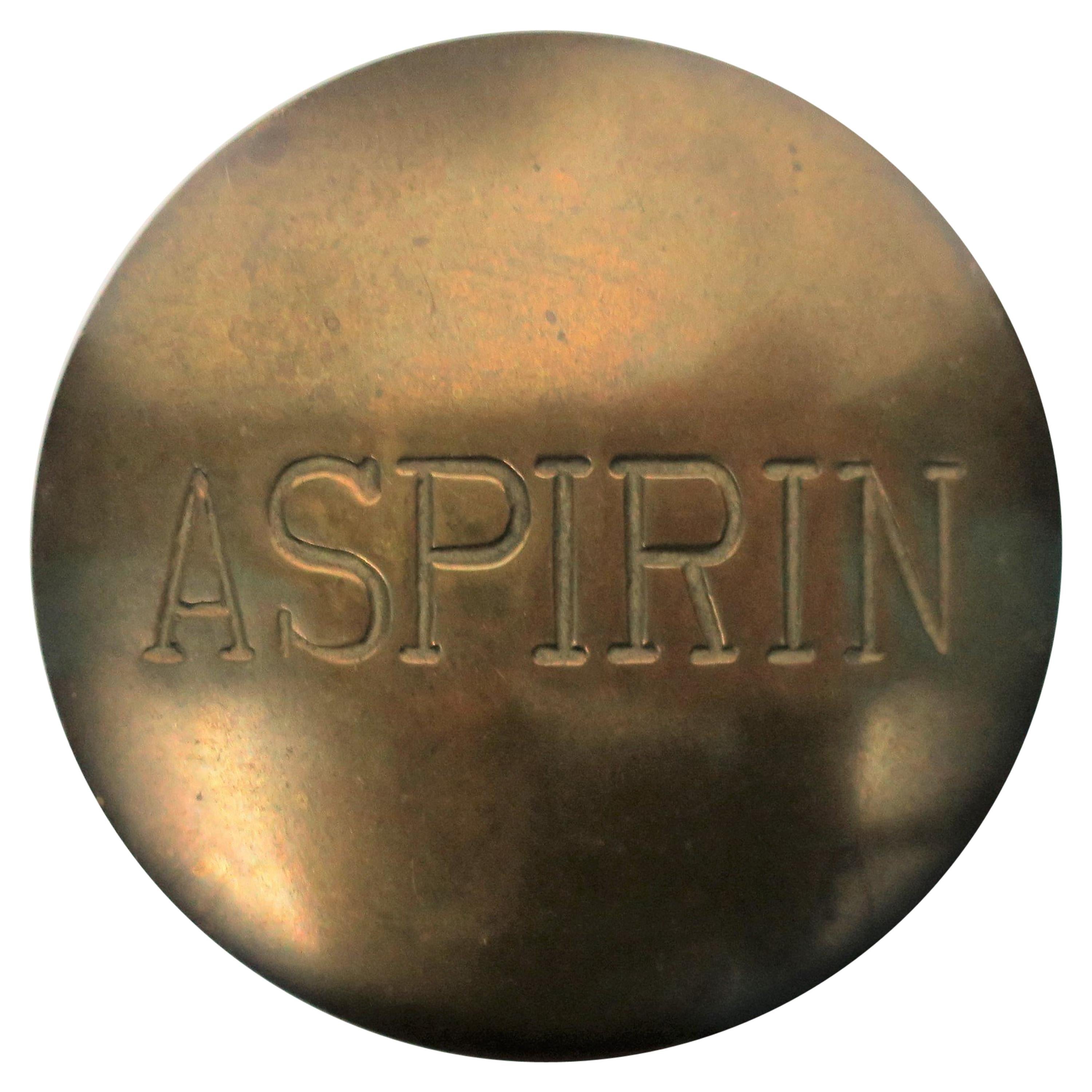 Postmodern 
ASPIRIN
 Brass Box, ca. 1970s