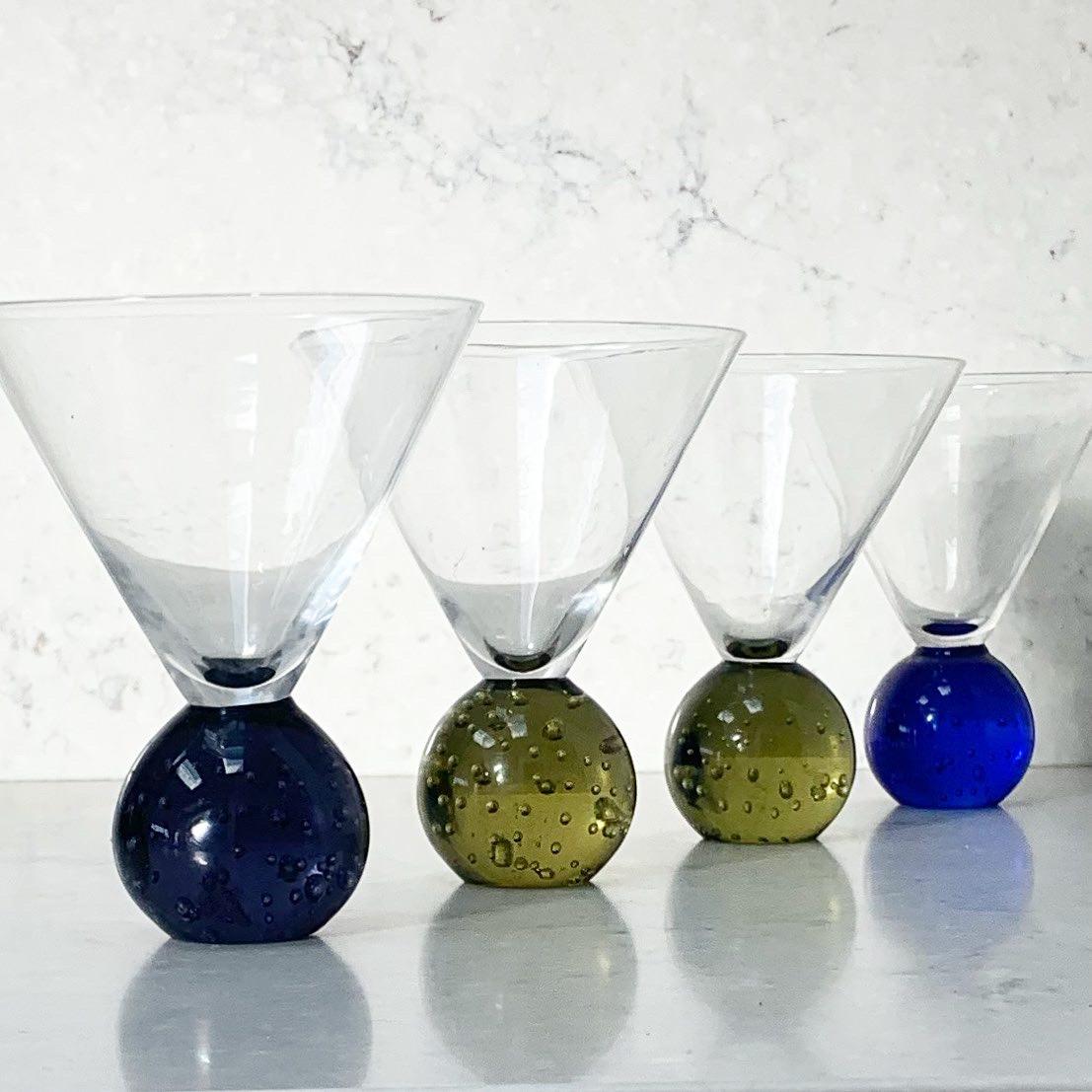 martini glasses with ball base