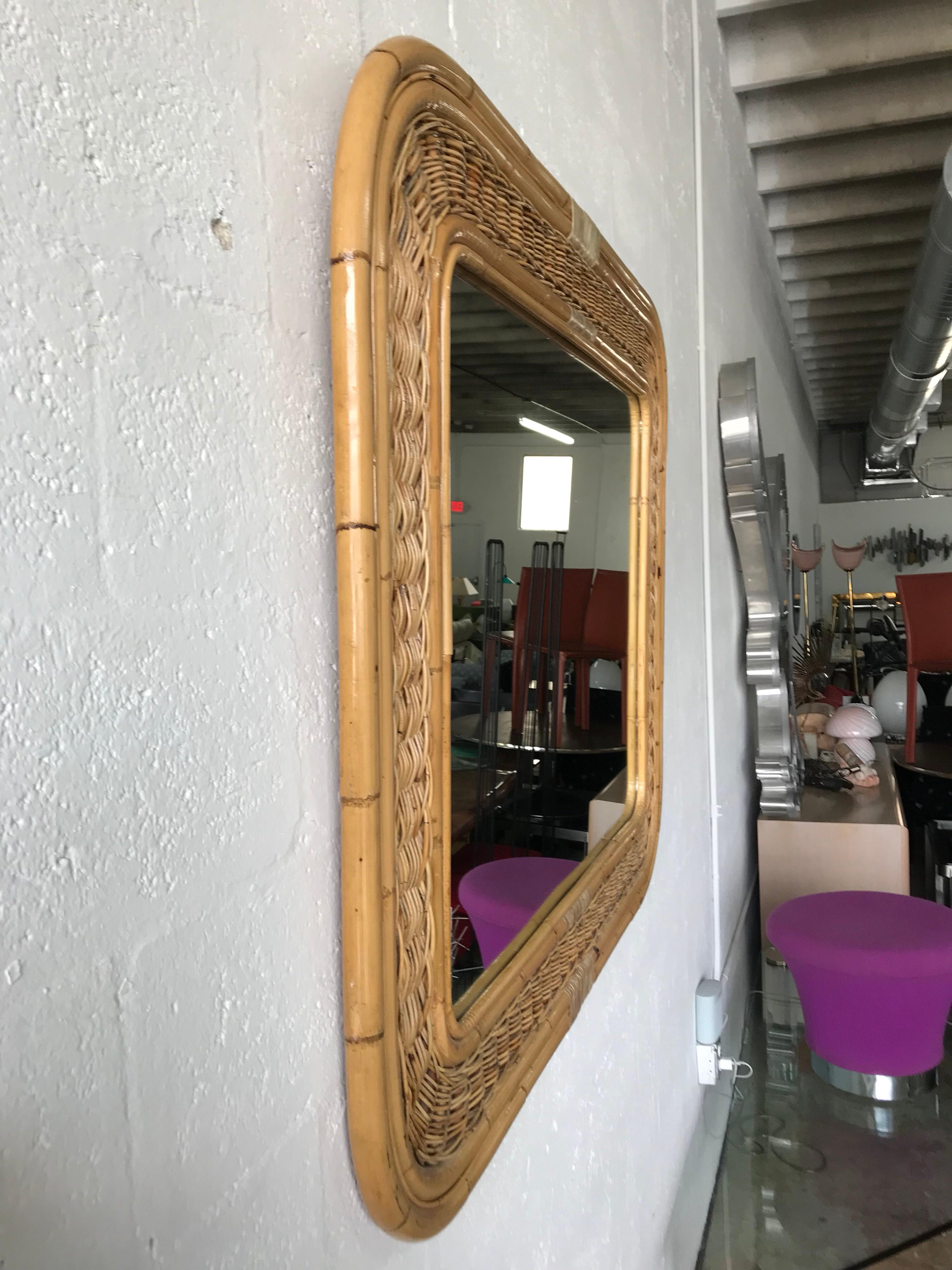 bamboo rattan mirror