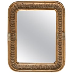 Postmodern Bamboo Wicker Rattan Mirror