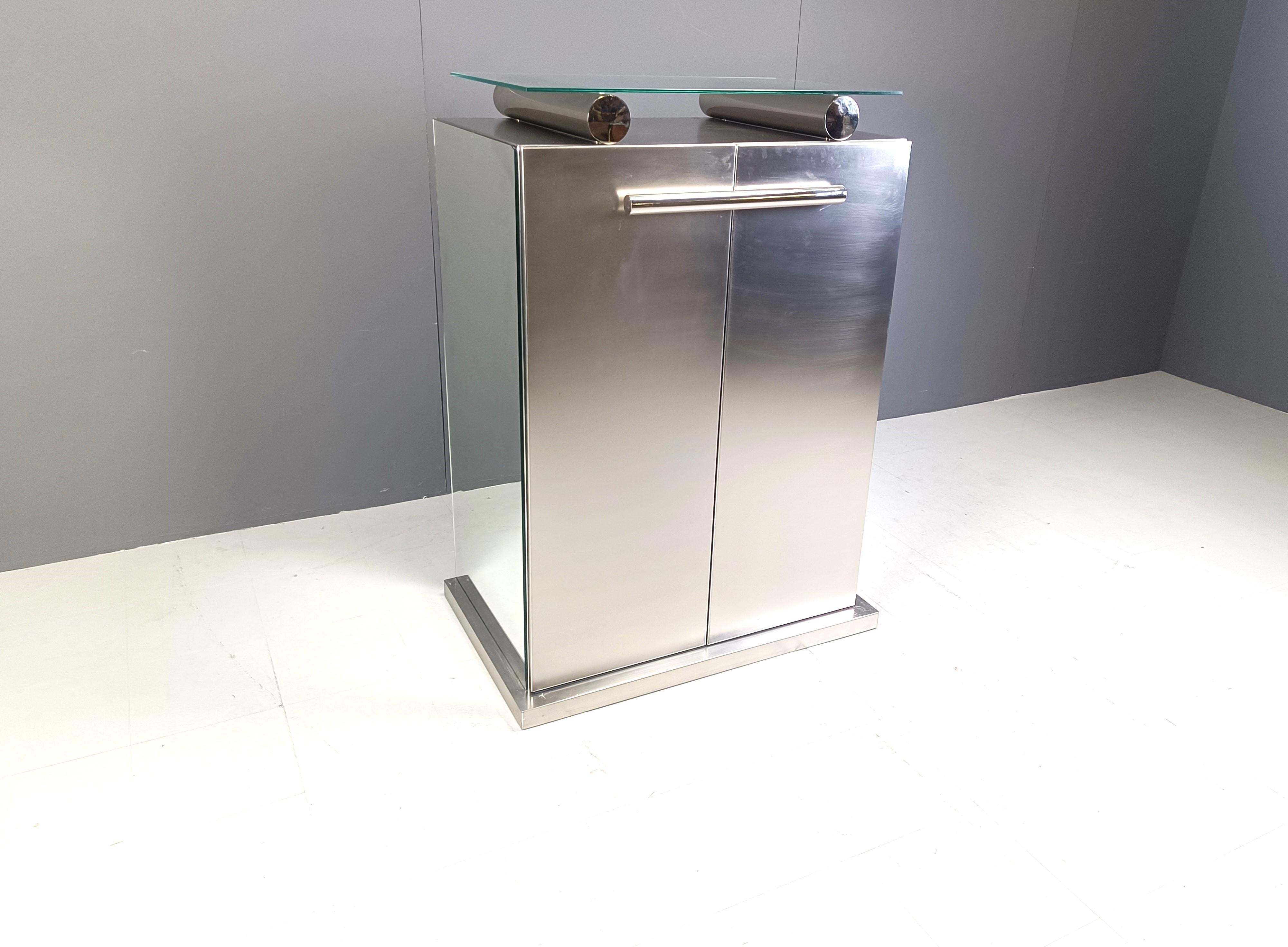 Aluminium Meuble de bar postmoderne de Belgochrom, années 1980