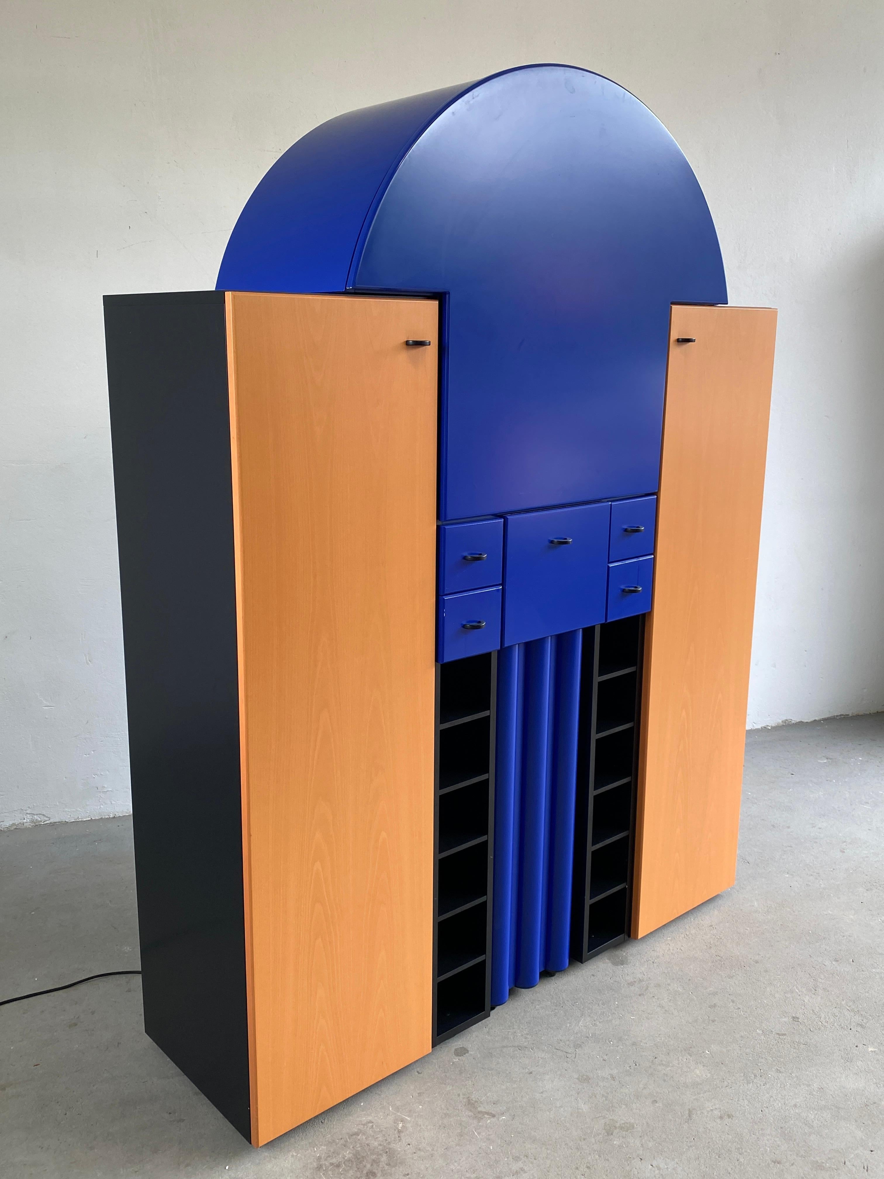 Metal Postmodern Bar Cabinet 'Duo-Bar' by Peter Maly for Interlübke, 1980s Germany 