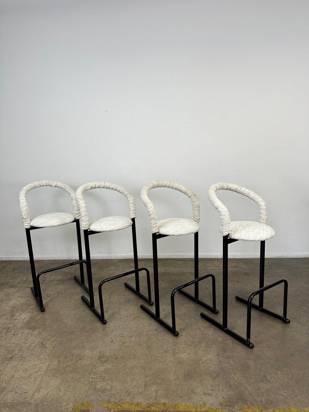 Fabric Postmodern Bar Stools, Set of Four For Sale