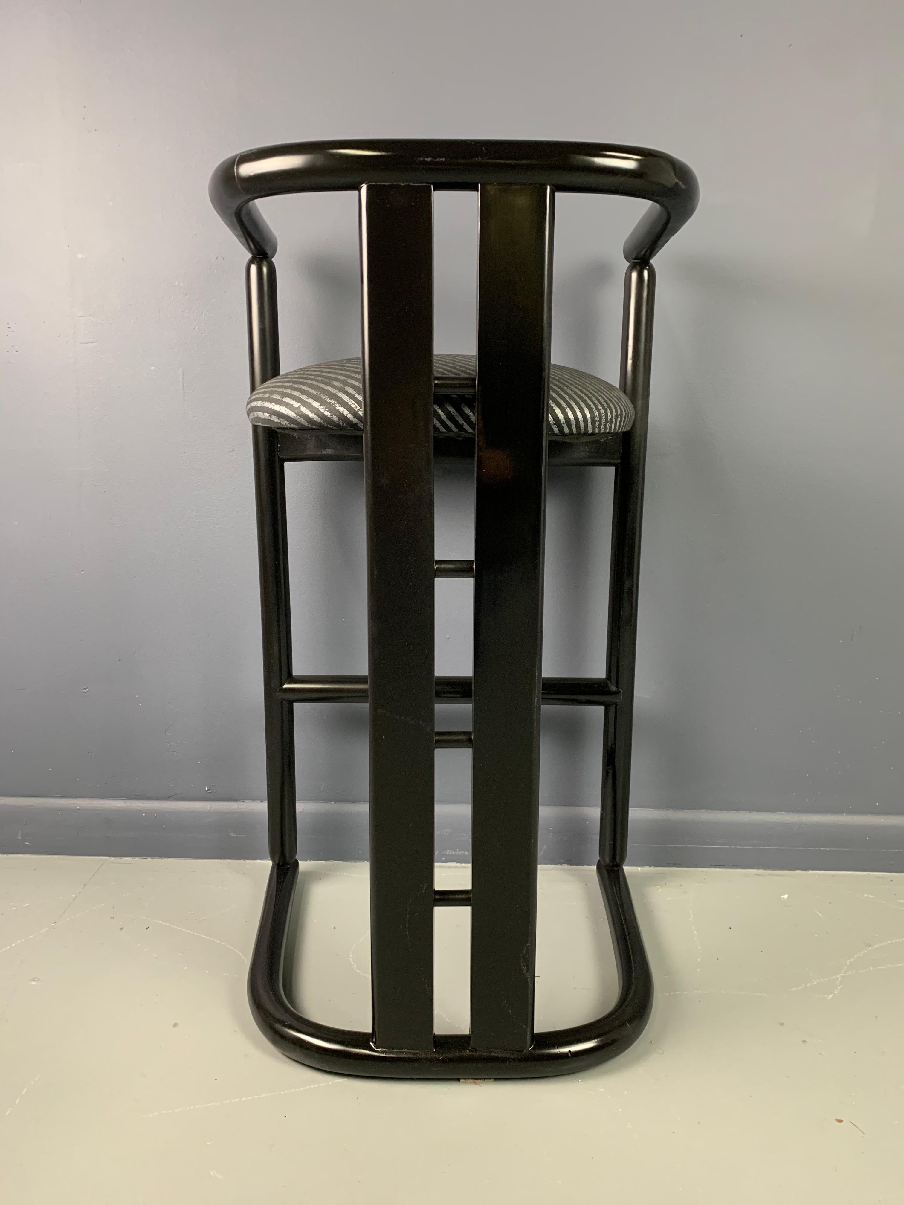 Postmodern Barrel Back Bar Stools a Set of Three in the Style of Pierre Cardin For Sale 5