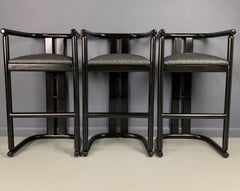 Postmodern Barrel Back Bar Stools a Set of Three in the Style of Pierre Cardin