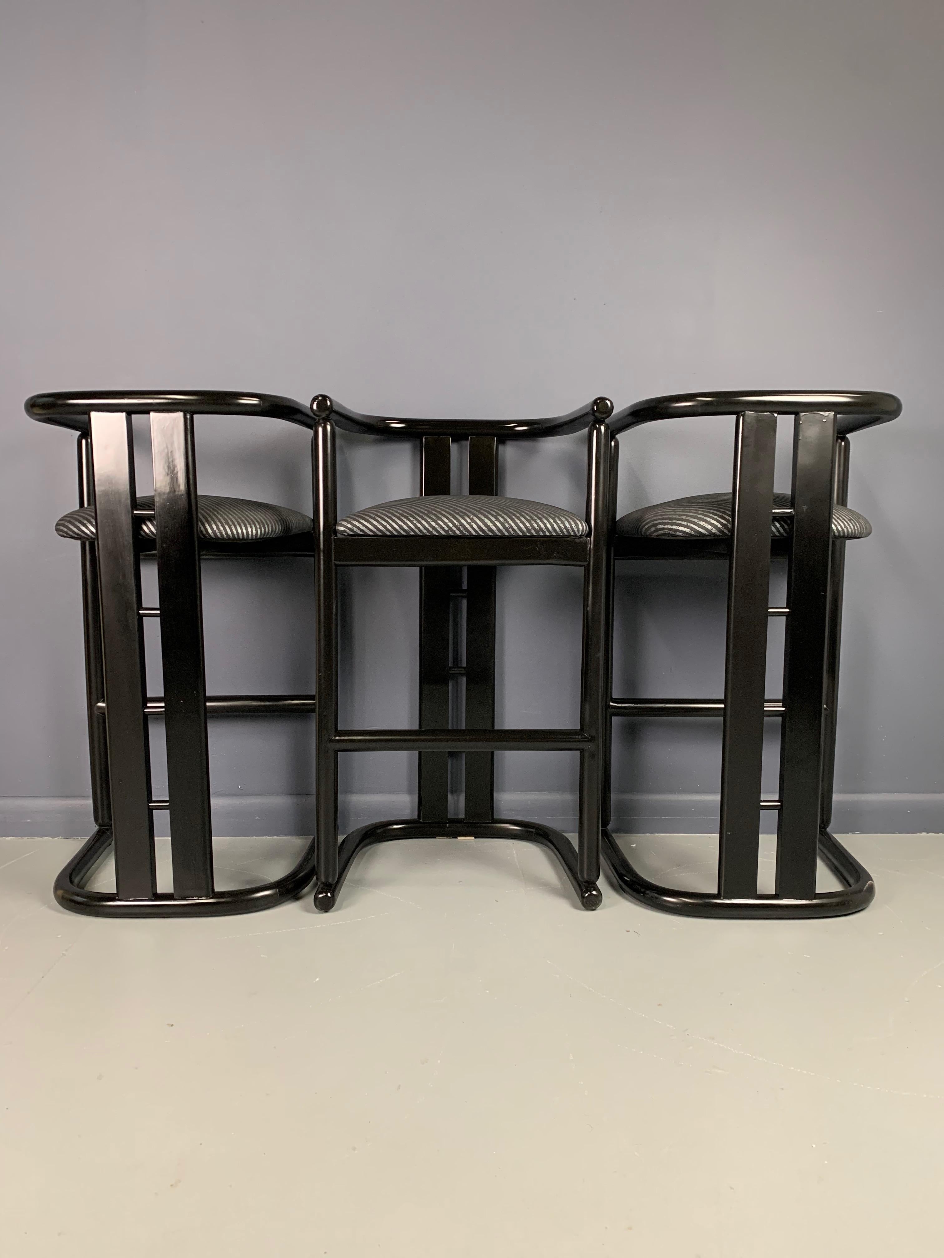 Post-Modern Postmodern Barrel Back Bar Stools a Set of Three in the Style of Pierre Cardin For Sale