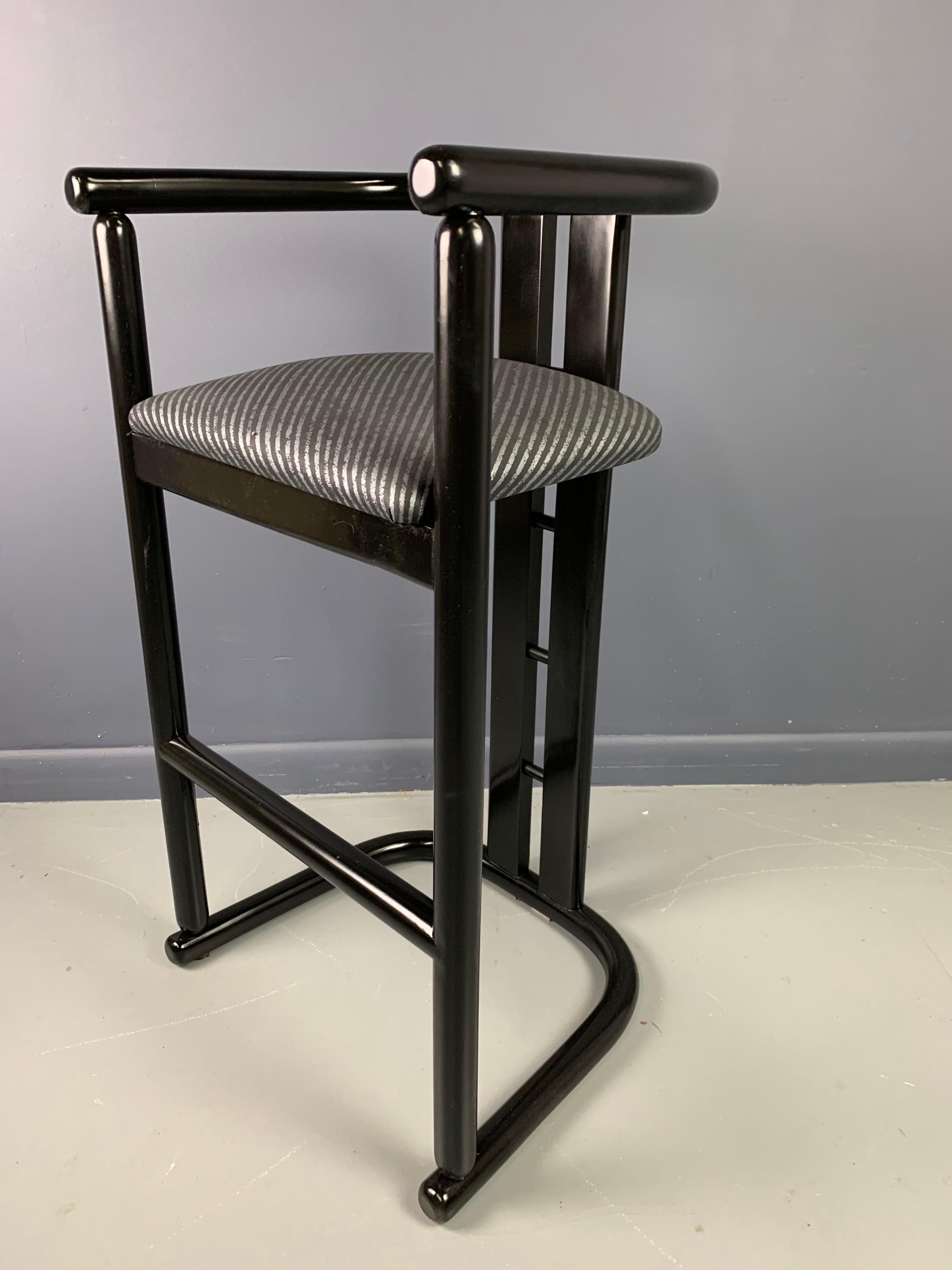 Postmodern Barrel Back Bar Stools a Set of Three in the Style of Pierre Cardin 1