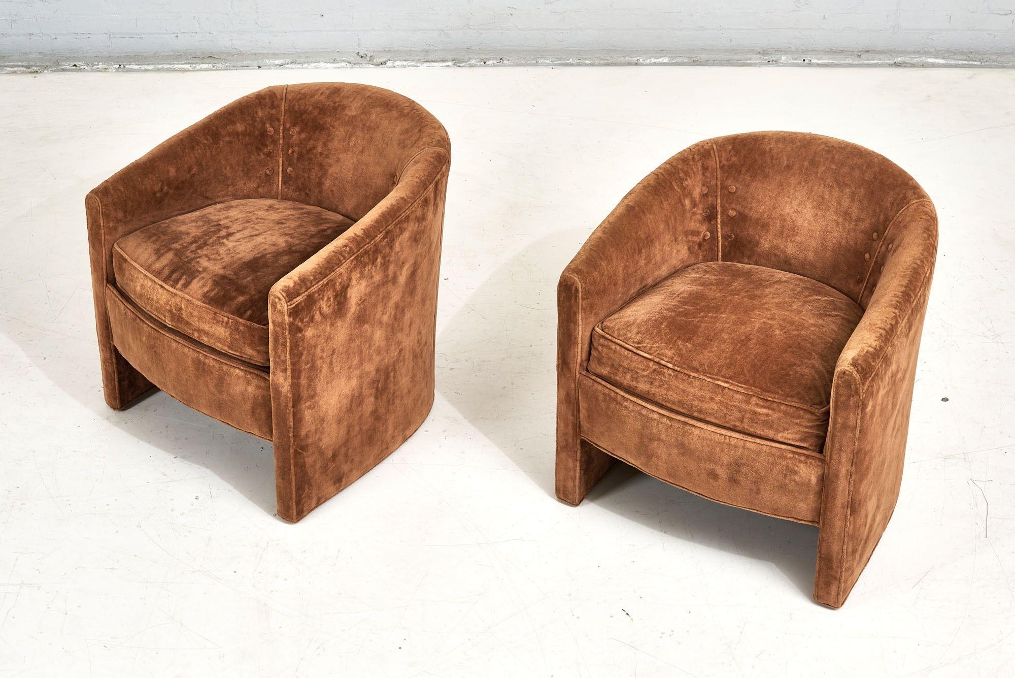 American Postmodern Barrel Back Lounge Chairs, 1980