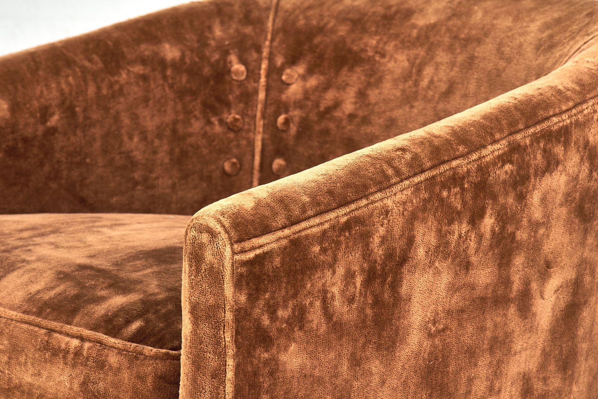 Velvet Postmodern Barrel Back Lounge Chairs, 1980