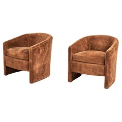 Postmodern Barrel Back Lounge Chairs, 1980