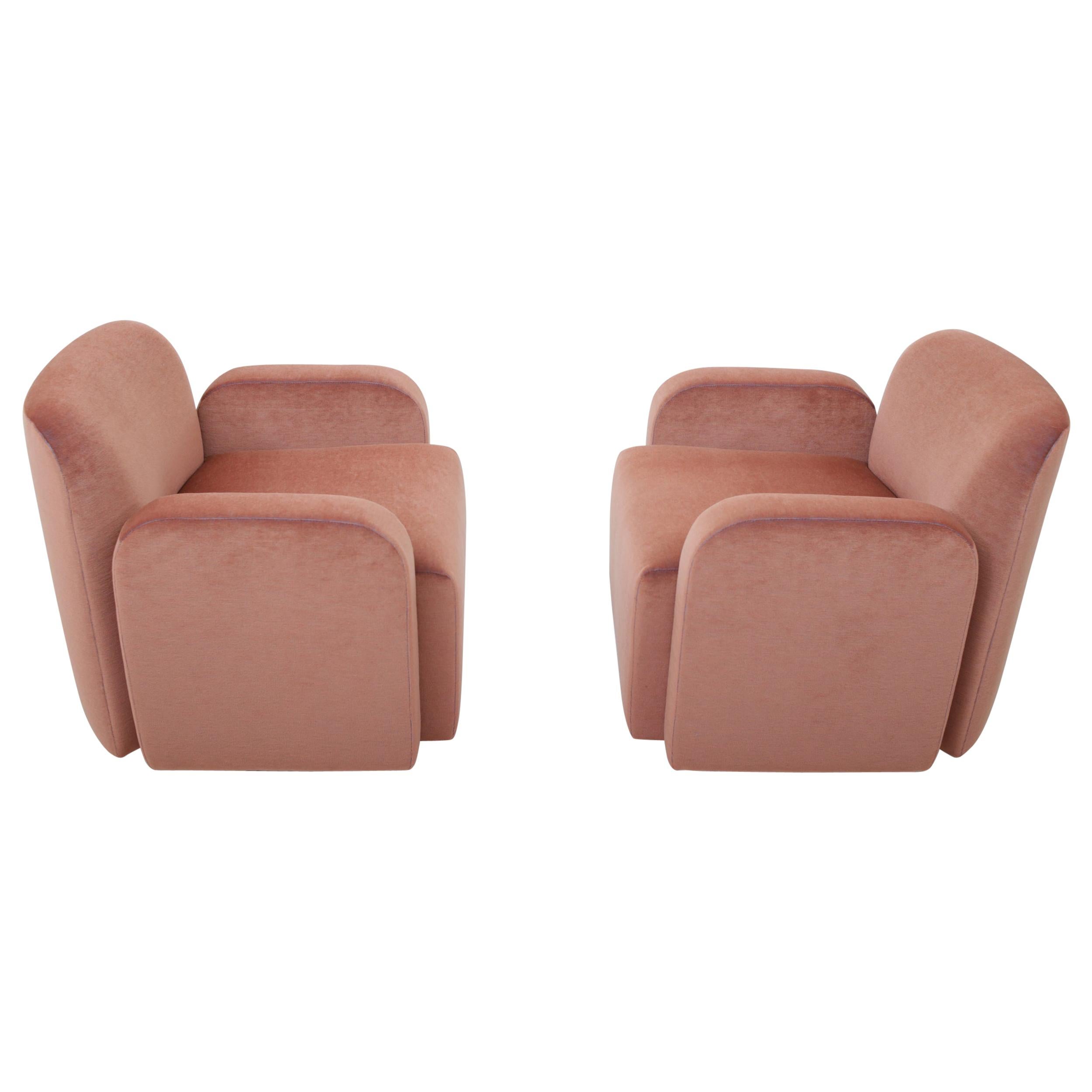 Postmodern Barrel Back Lounge Chairs