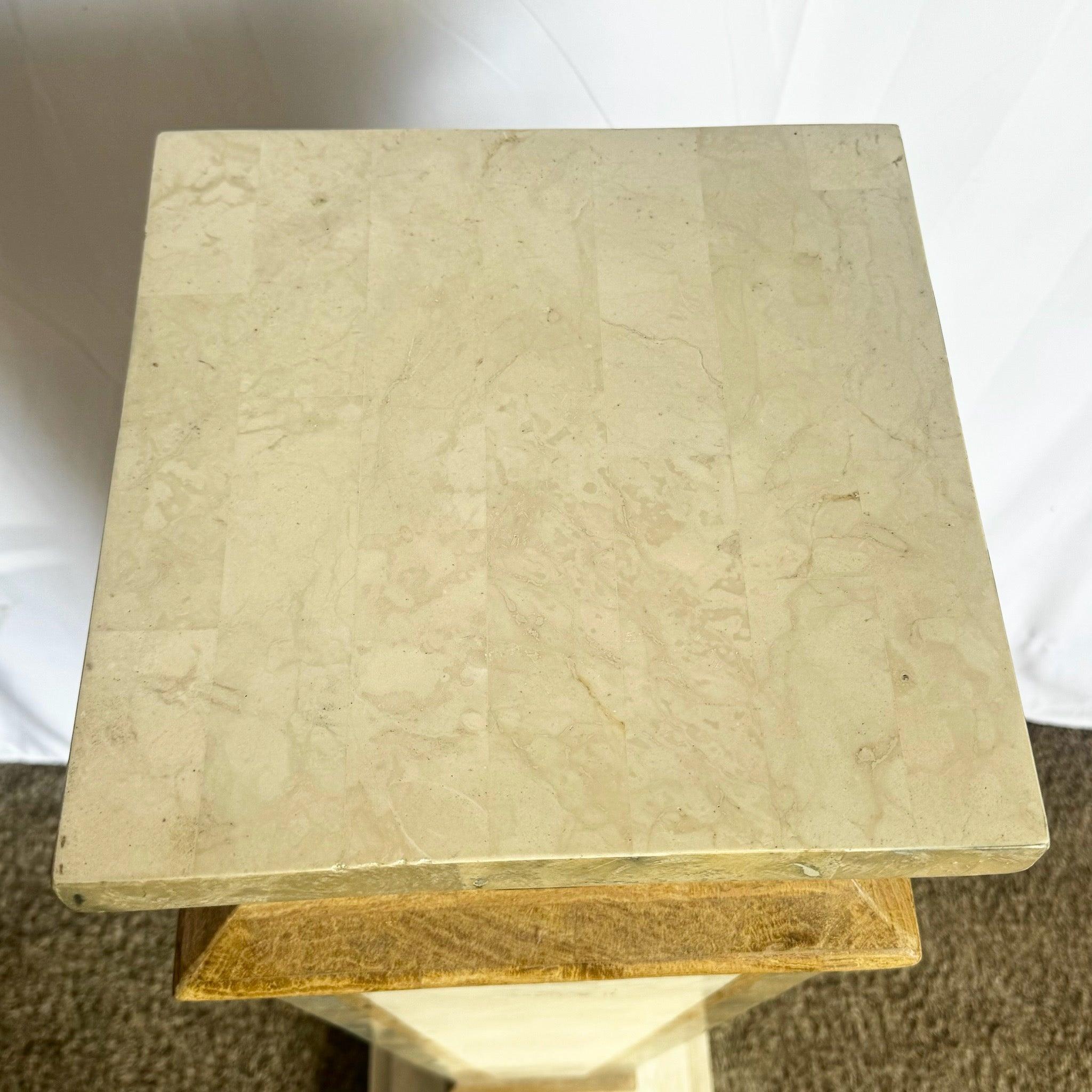 Postmodernes Pedestal aus poliertem, mosaikartigem Stein in Beige und Brown im Zustand „Gut“ im Angebot in Delray Beach, FL