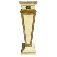 Postmodern Beige and Brown Polished Tessellated Stone Pedestal