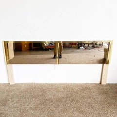 Postmodern Beige and Gold King Headboard With Smoked Mirror