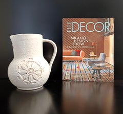 Pichet / Vase postmoderne en faïence beige d'Aldo Londi pour Bitossi, Italie