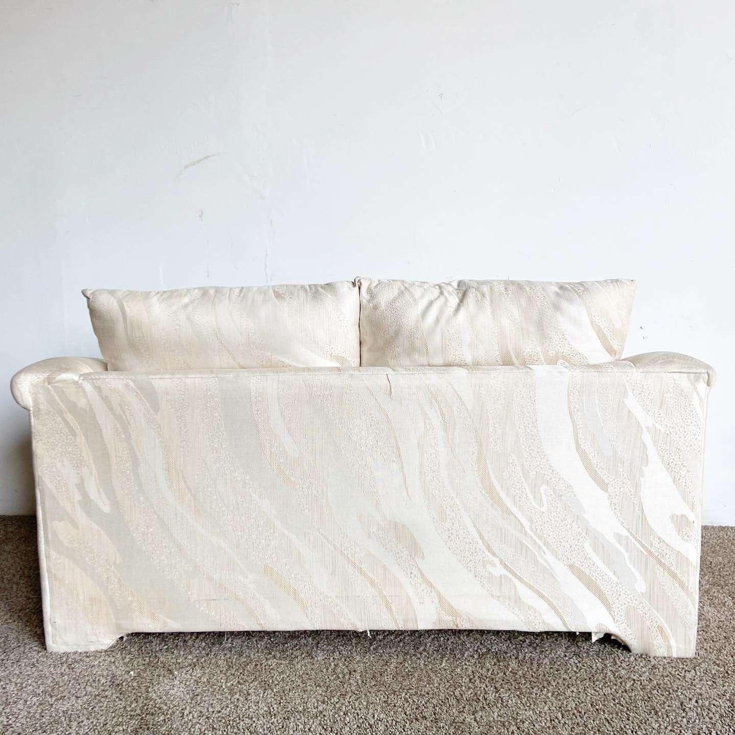 Postmodern Beige Fabric Sculpted Love Seat In Good Condition For Sale In Delray Beach, FL