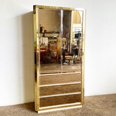 Postmodern Beige Gold & Smoked Mirrored Armoire