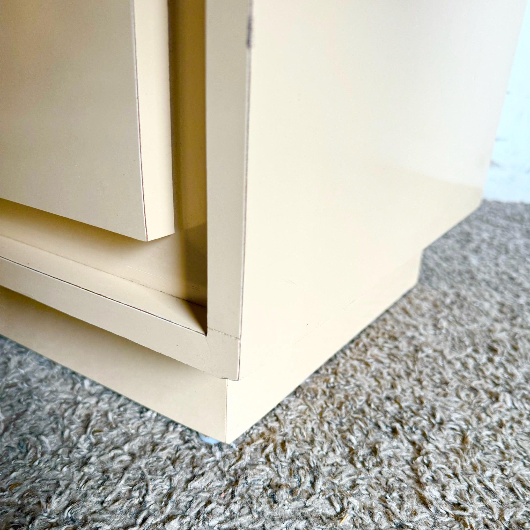 Postmodern Beige Lacquer Laminate Waterfall Nightstands - a Pair 4