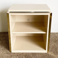 Postmodern Beige Lacquer Laminate With Gold Bookcase