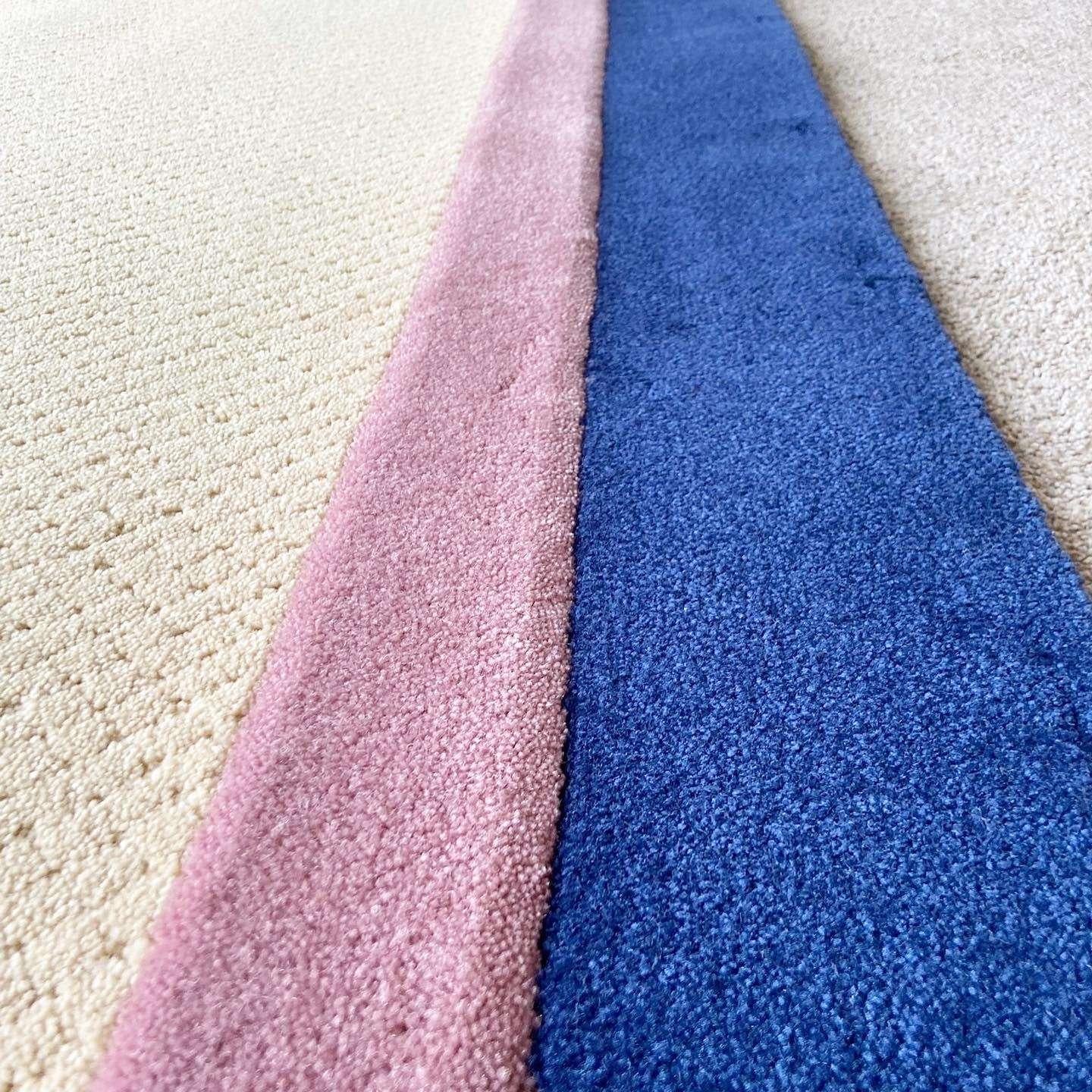 American Postmodern Beige, Pink and Blue Rectangular Area Rug For Sale