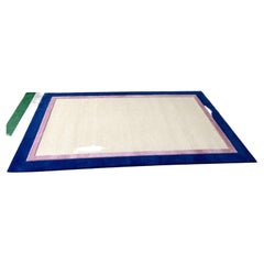 Postmoderner rechteckiger Teppich in Beige, Rosa und Blau
