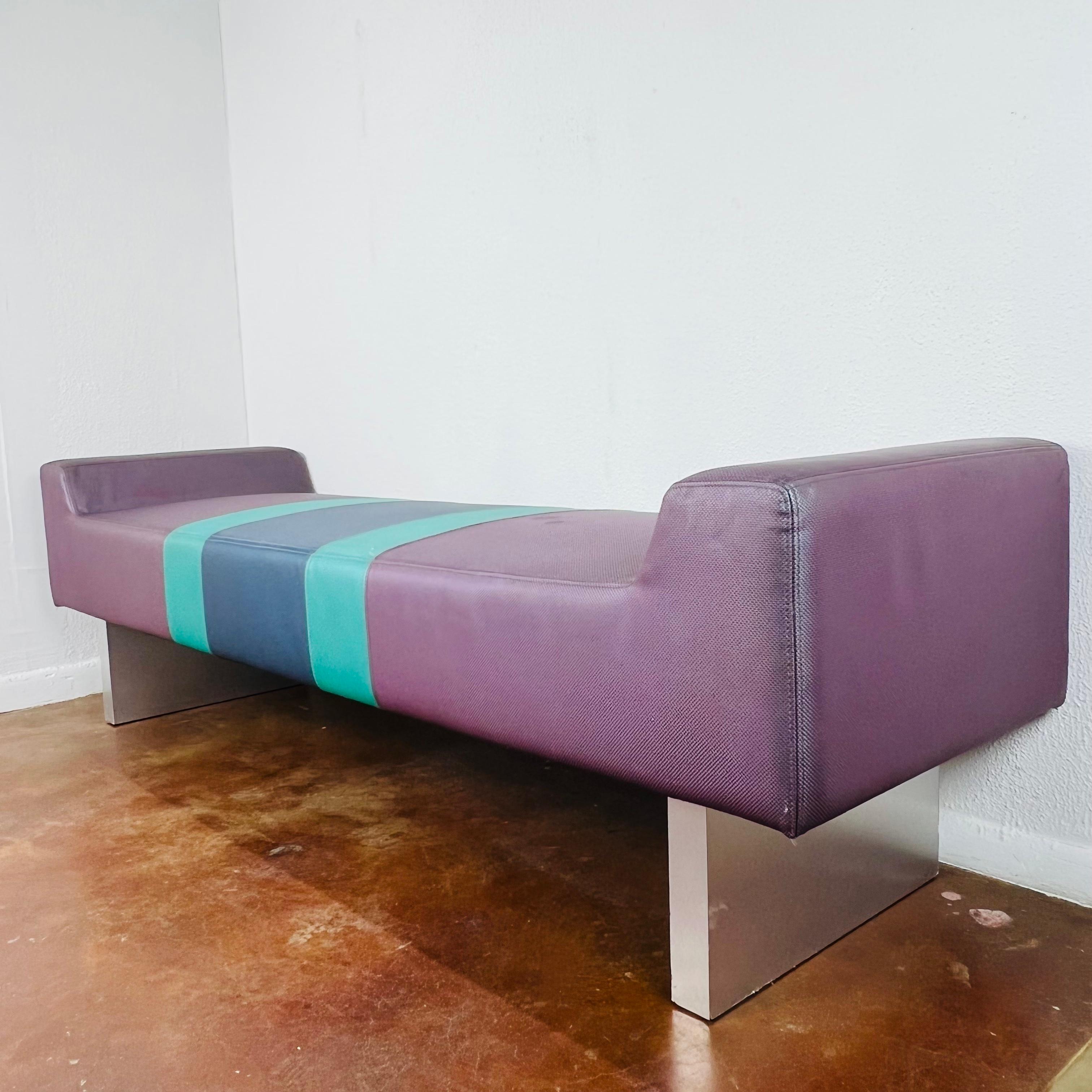 Brushed Postmodern Bench in the Style of the Memphis Group