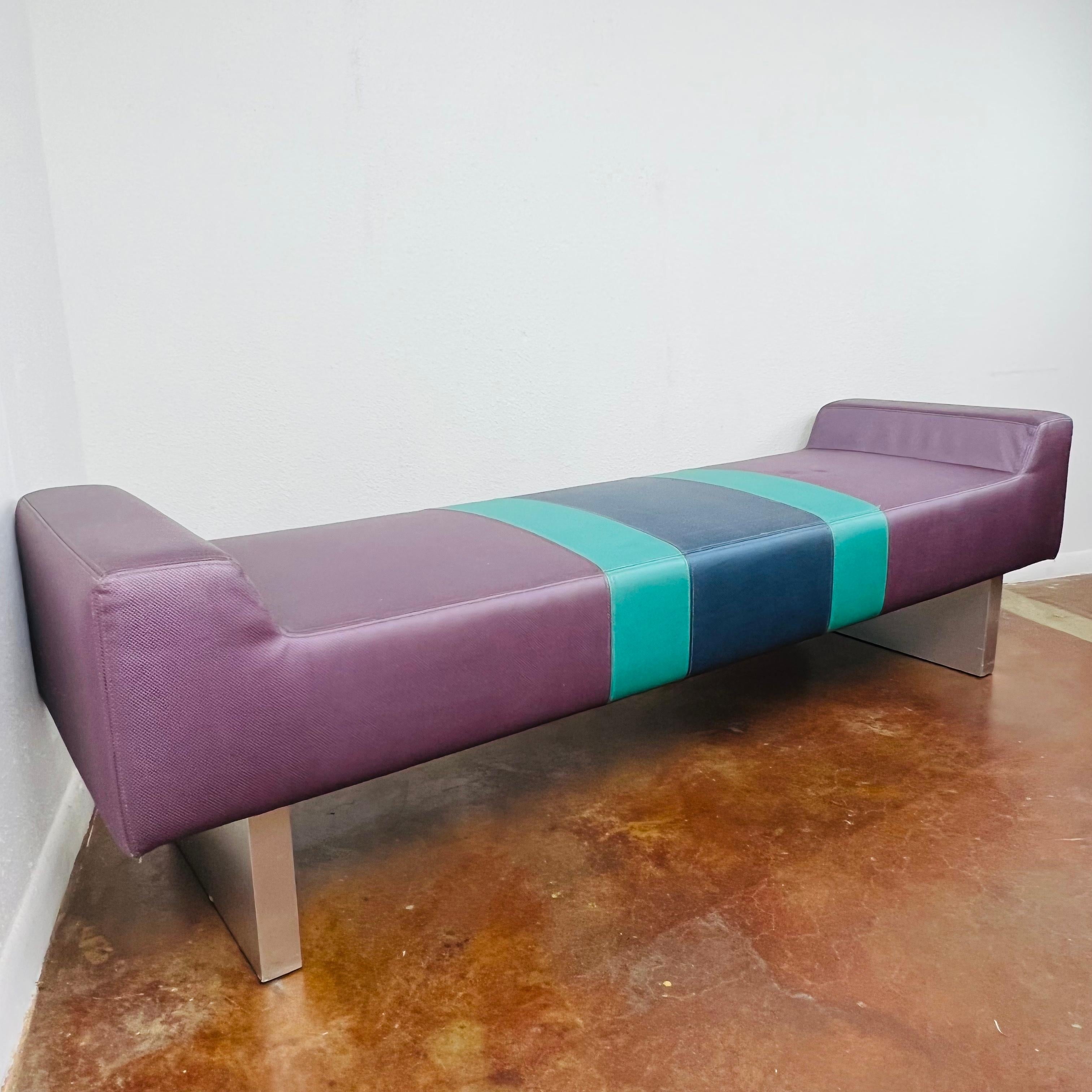 Aluminum Postmodern Bench in the Style of the Memphis Group