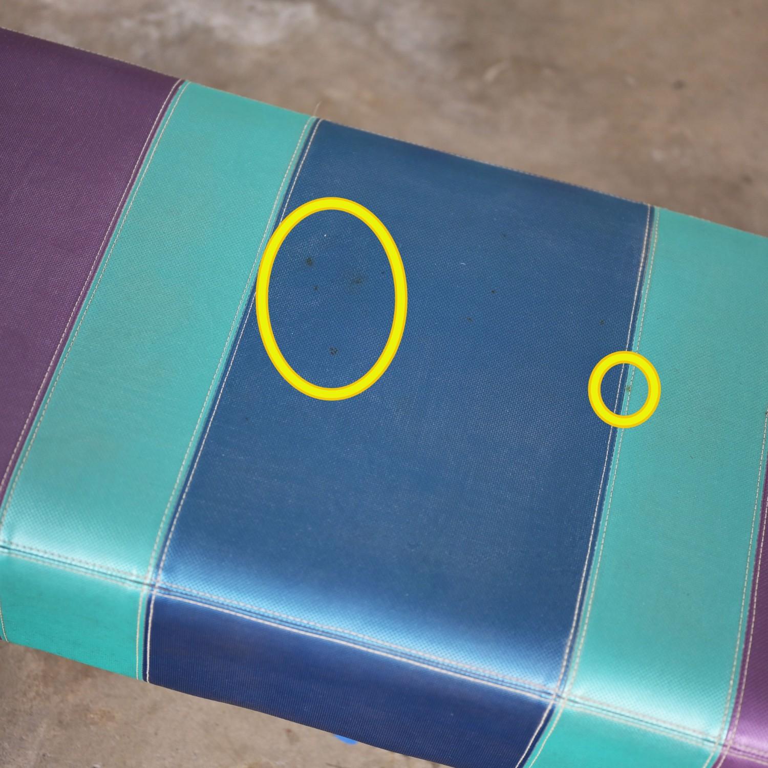 Postmodern Bench Purple Vinyl & Brushed Aluminum Base after the Memphis Group For Sale 10