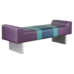 Postmodern Bench Purple Vinyl & Brushed Aluminum Base after the Memphis Group