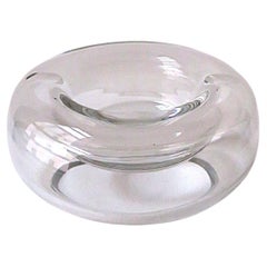 Cenicero de vidrio curvado posmoderno Catchall, años 90