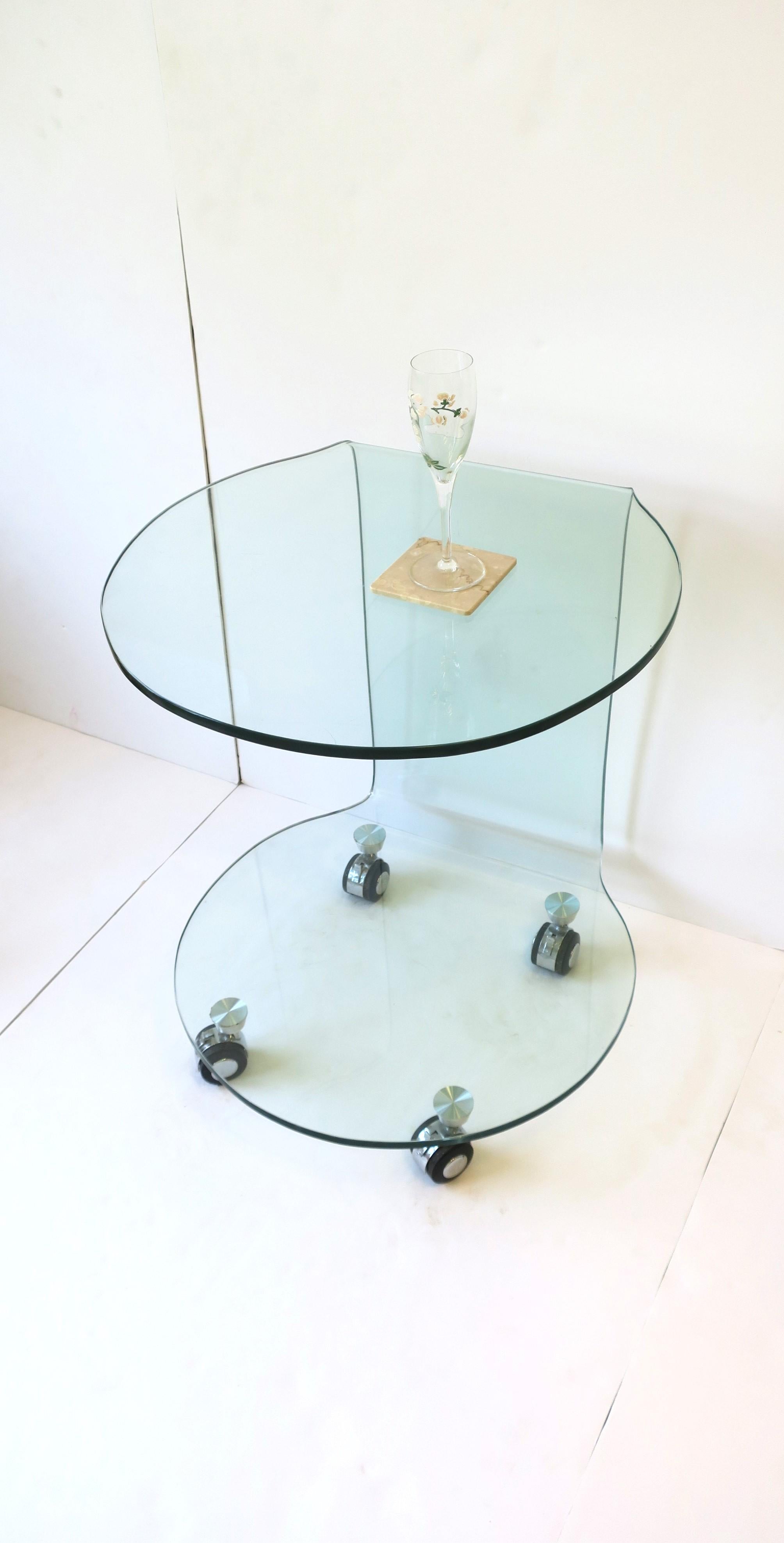 glass side table on wheels