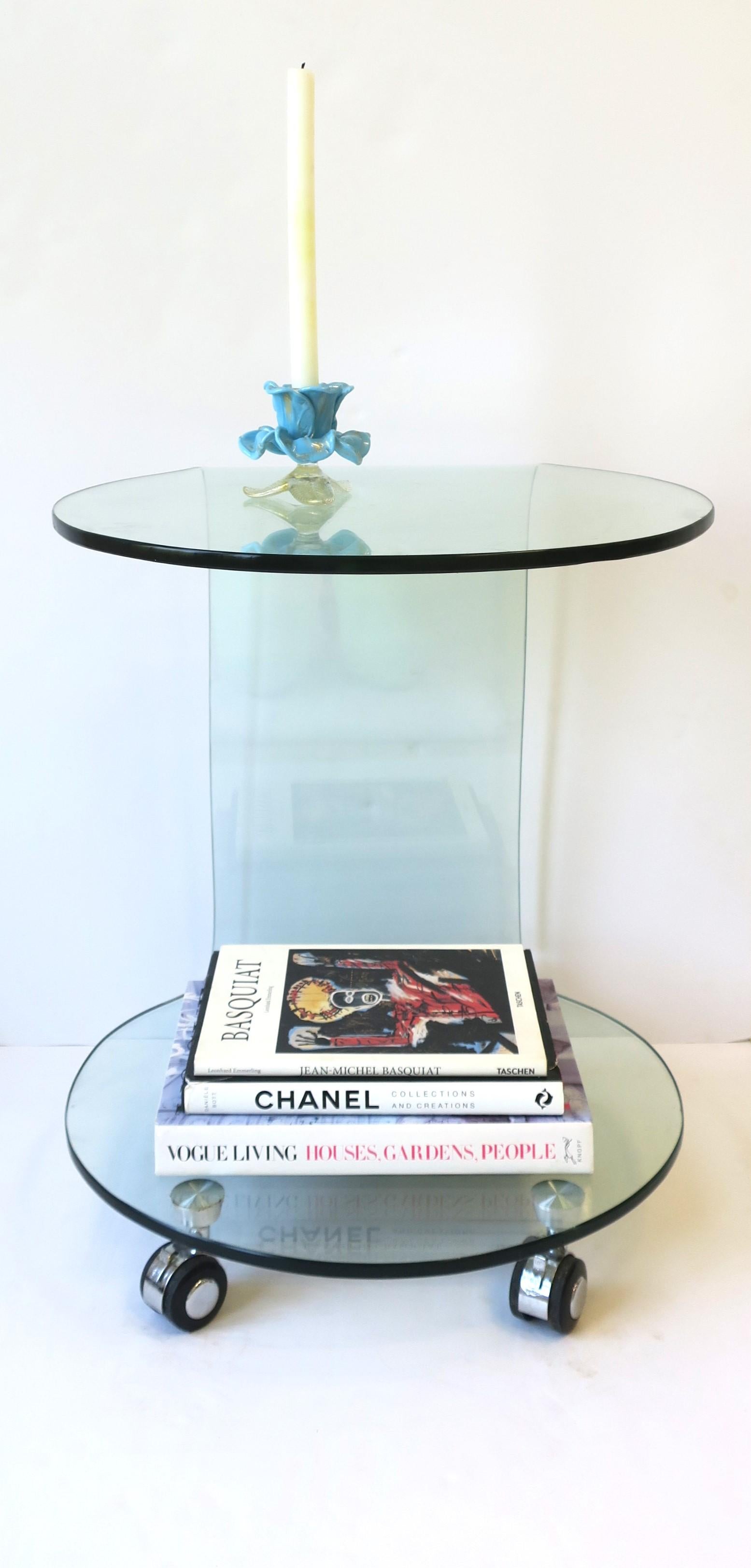 Modern Postmodern Bent Glass Side or End Table in the Style of Fiam For Sale