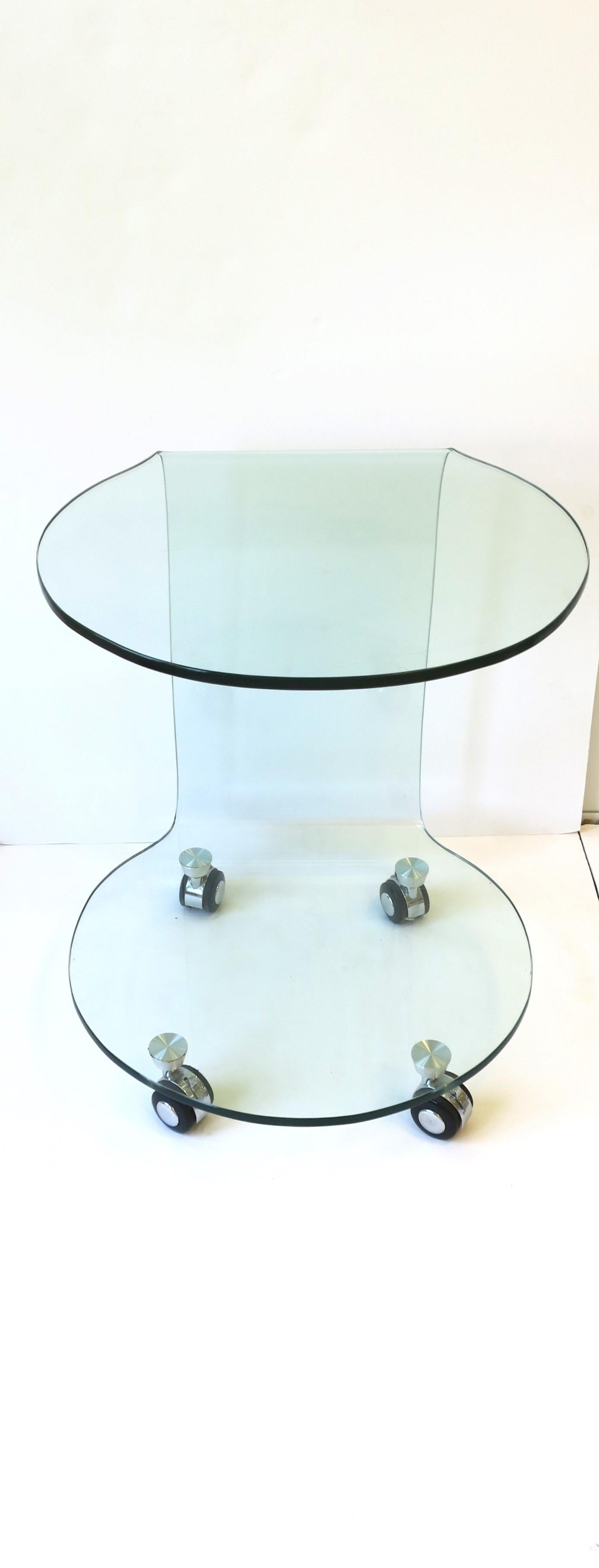 Tempered Postmodern Bent Glass Side or End Table in the Style of Fiam For Sale