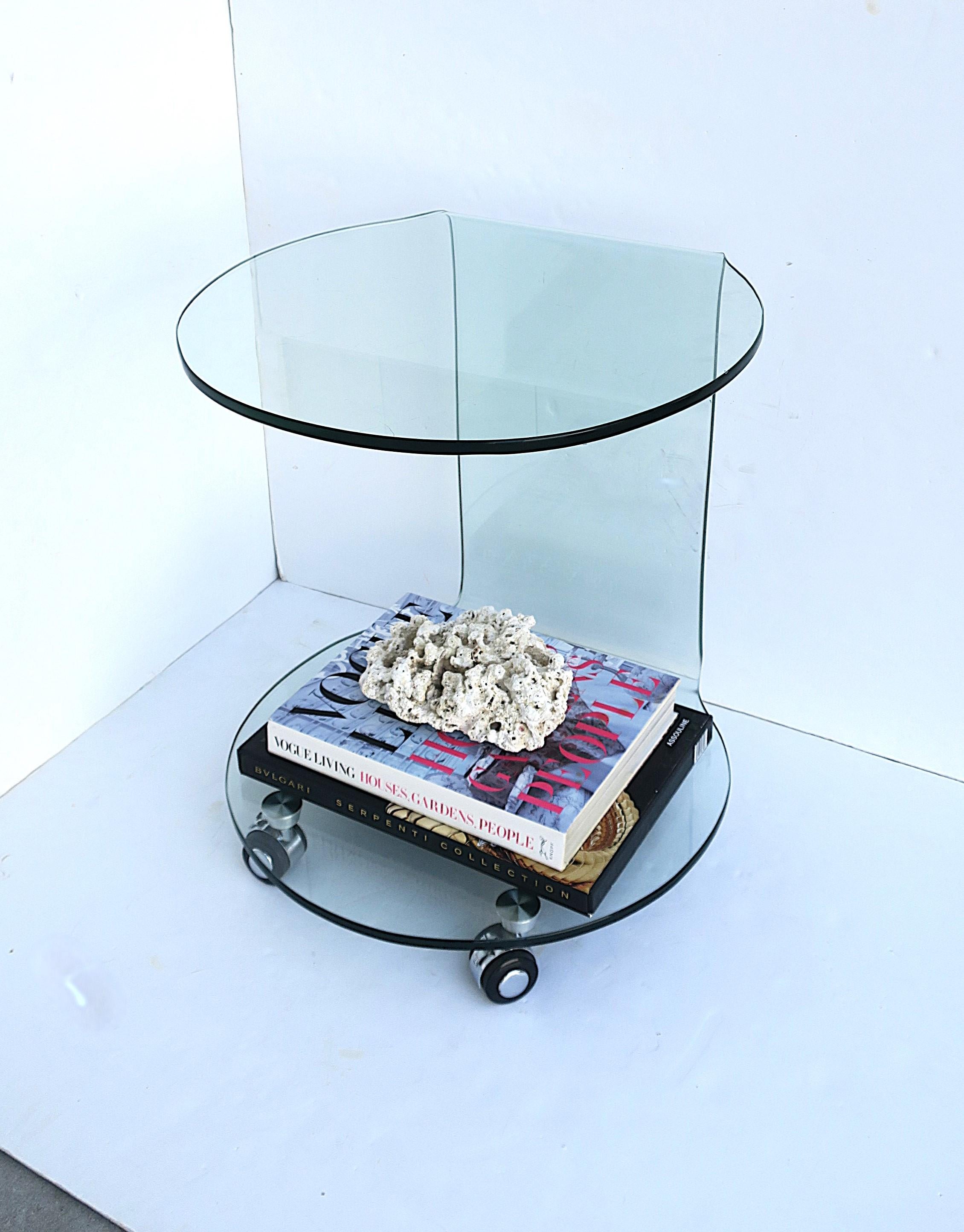 Modern Postmodern Bent Glass Side or End Table in the Style of Fiam For Sale
