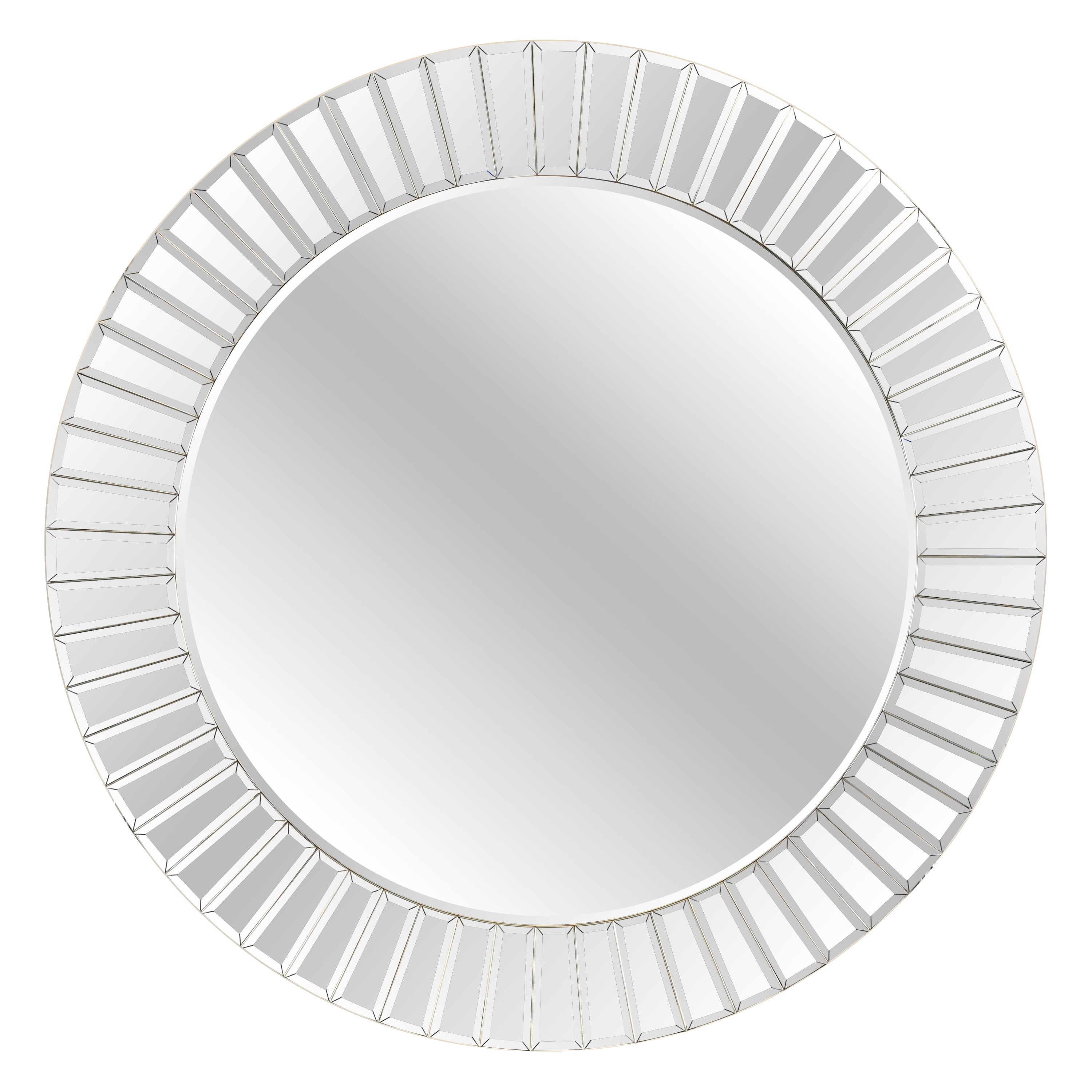 Miroir mural rond postmoderne en verre biseauté à facettes radiales, années 1980 en vente