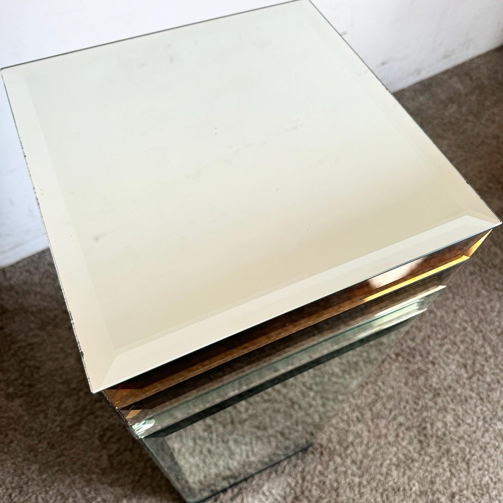 American Postmodern Beveled Mirror Pedestal